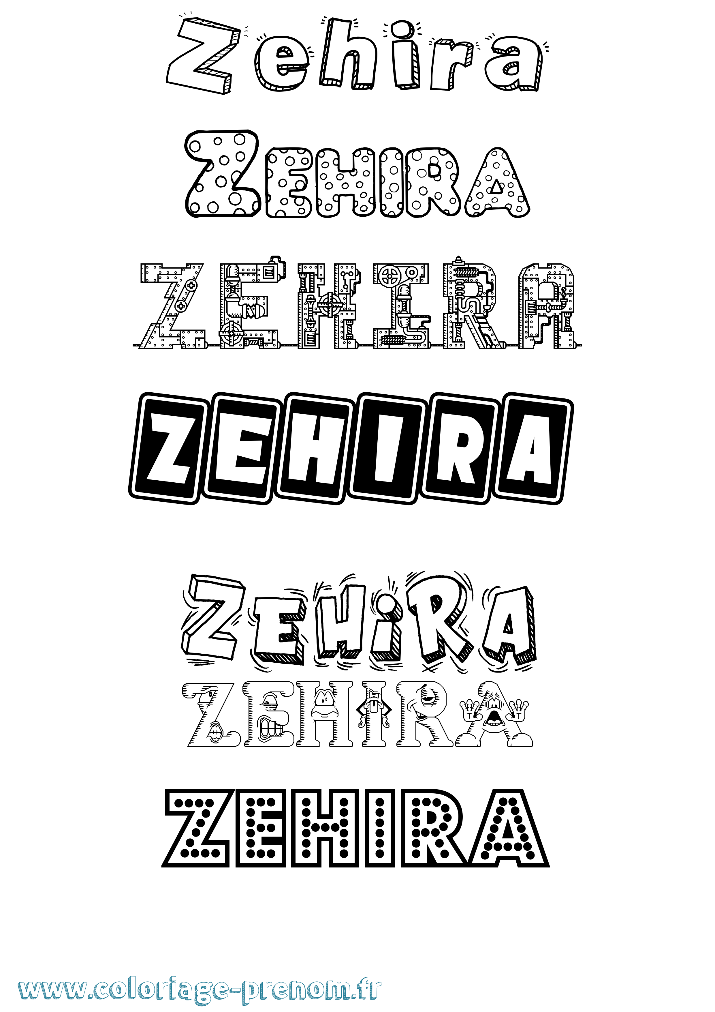 Coloriage Zehira Fun Coloriage prénom Zehira Fun
