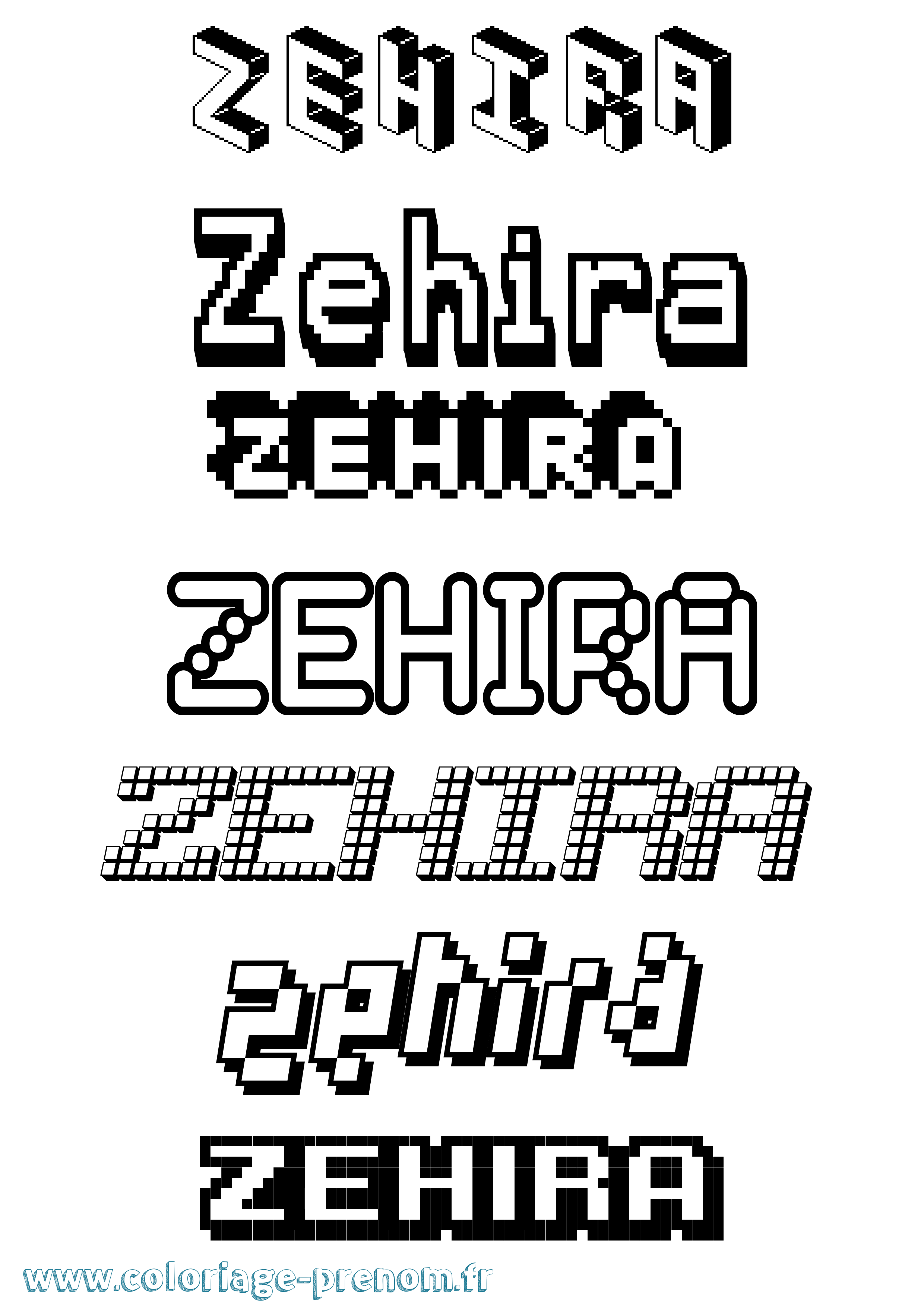 Coloriage Zehira Pixel Coloriage prénom Zehira Pixel
