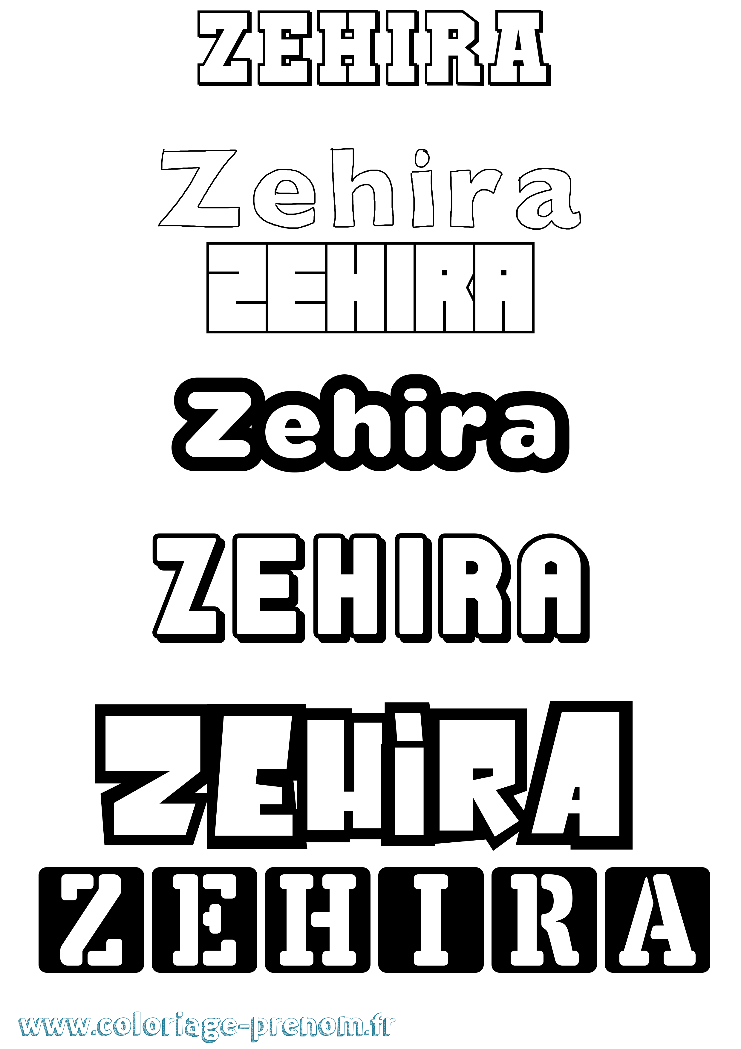 Coloriage Zehira Simple Coloriage prénom Zehira Simple
