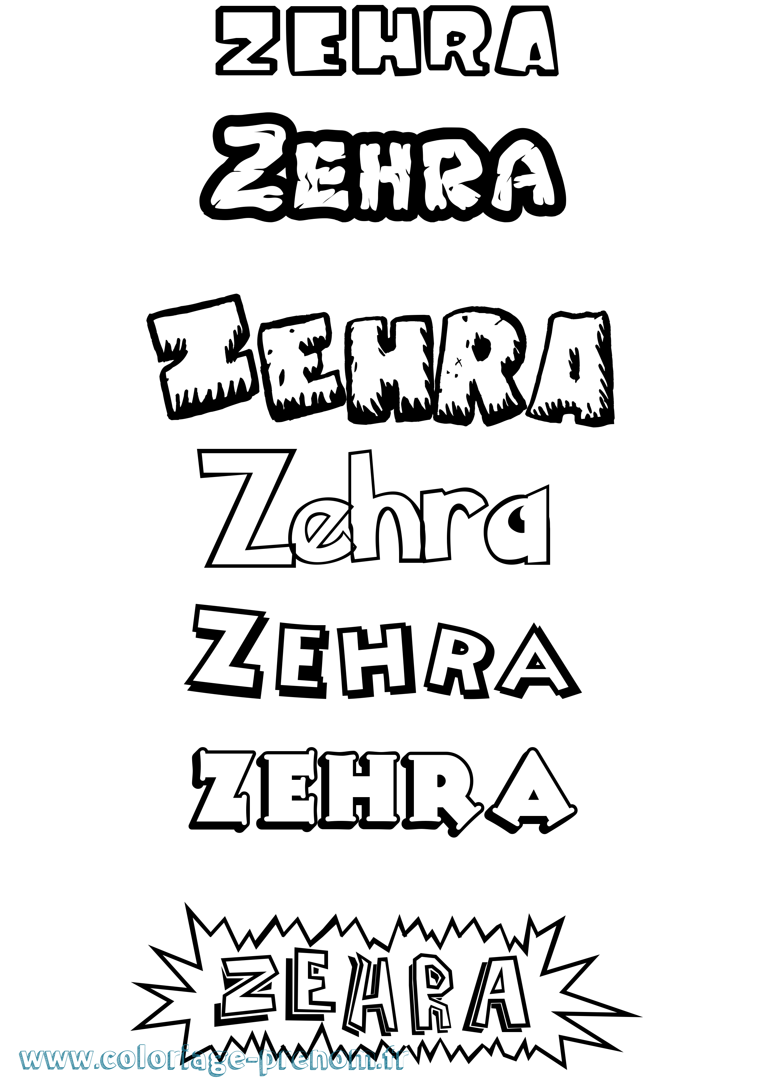 Coloriage prénom Zehra Dessin Animé
