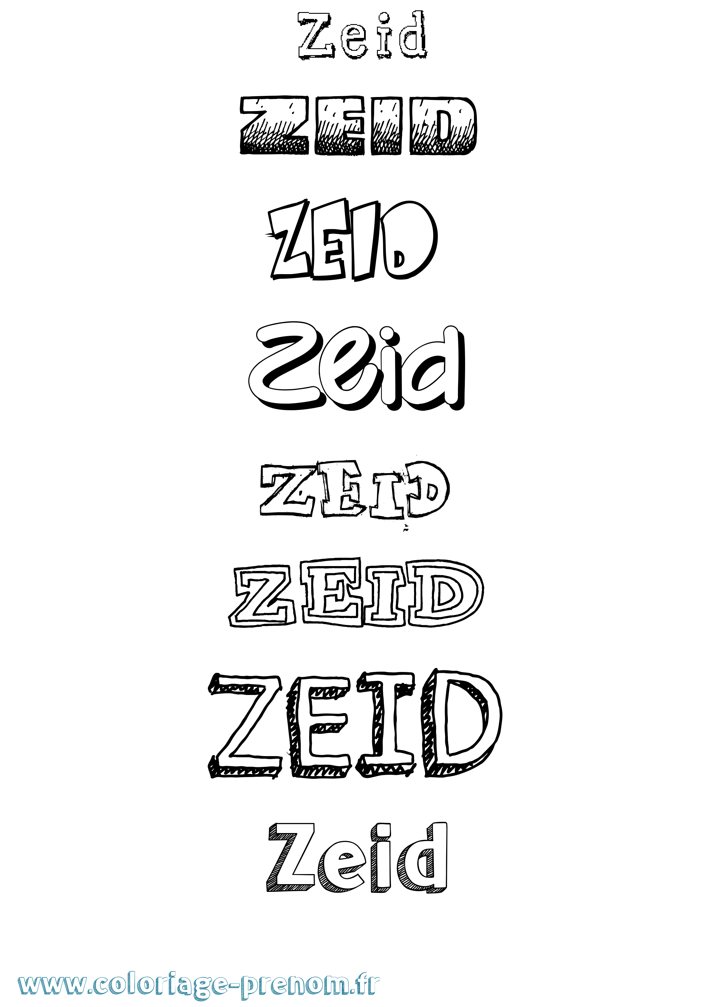 Coloriage Zeid Dessiné Coloriage prénom Zeid Dessiné