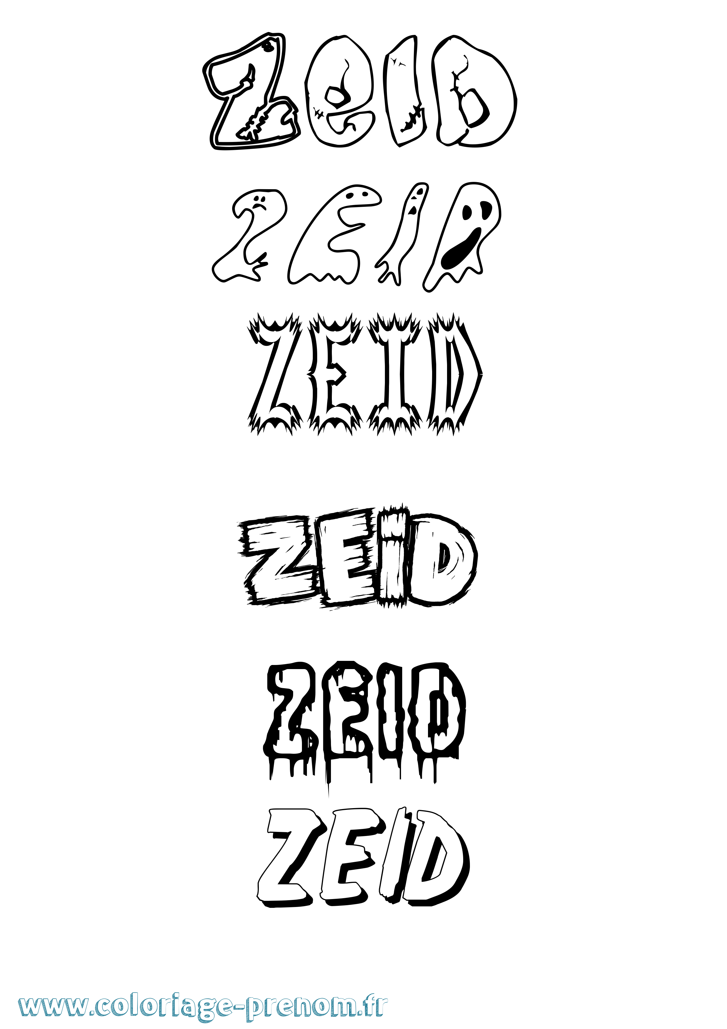 Coloriage Zeid Frisson Coloriage prénom Zeid Frisson