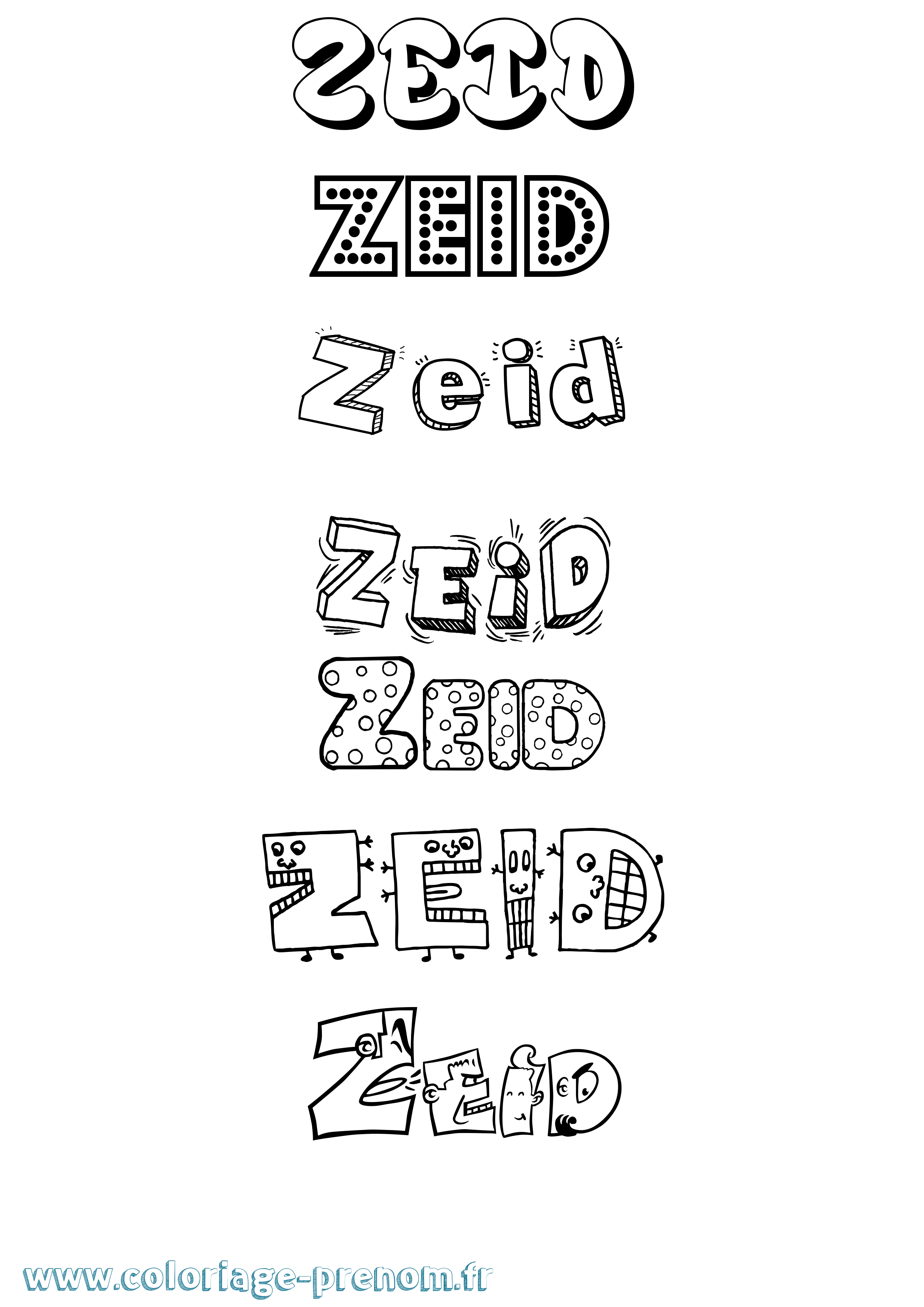 Coloriage Zeid Fun Coloriage prénom Zeid Fun