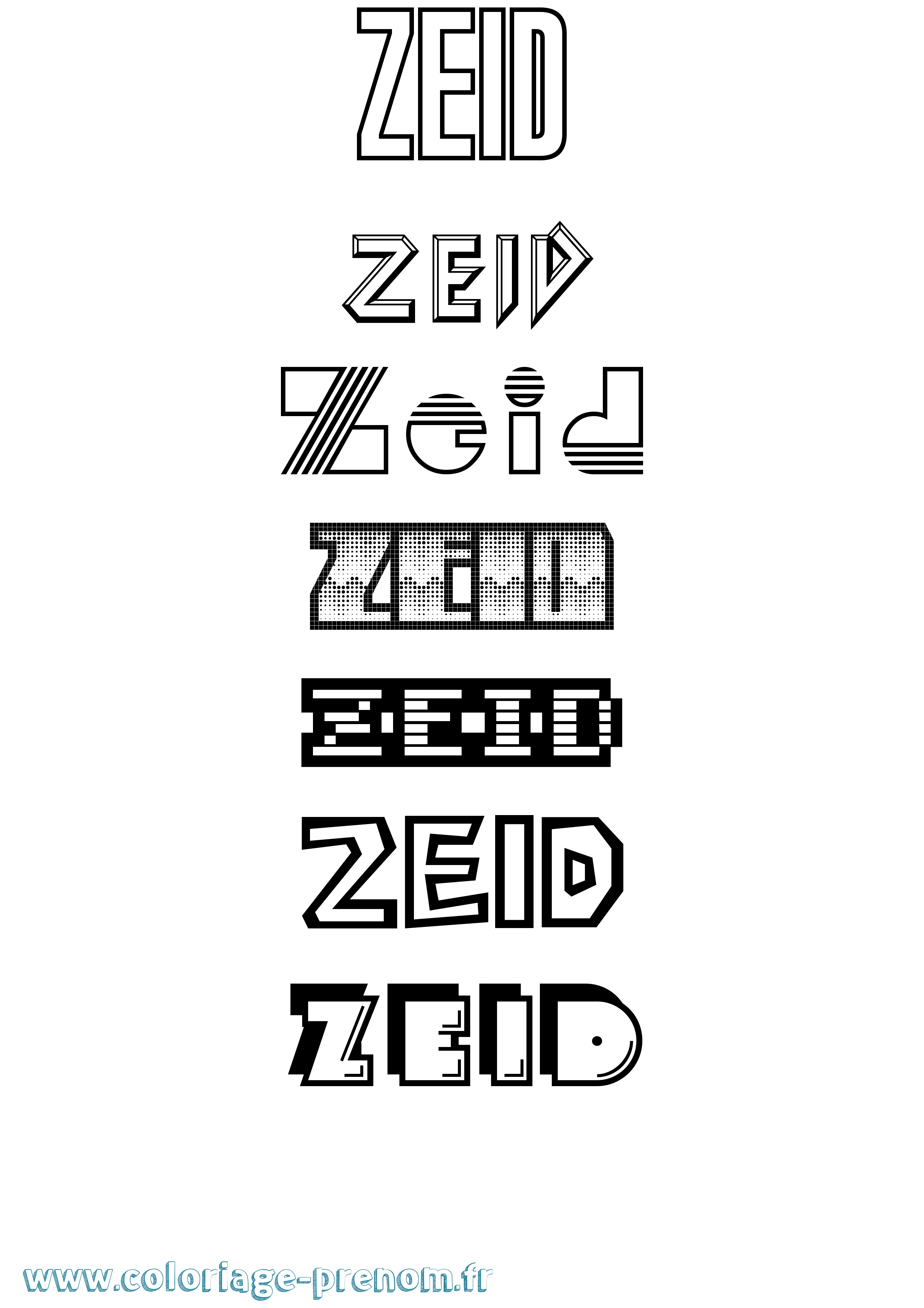 Coloriage Zeid Jeux Vidéos Coloriage prénom Zeid Jeux Vidéos