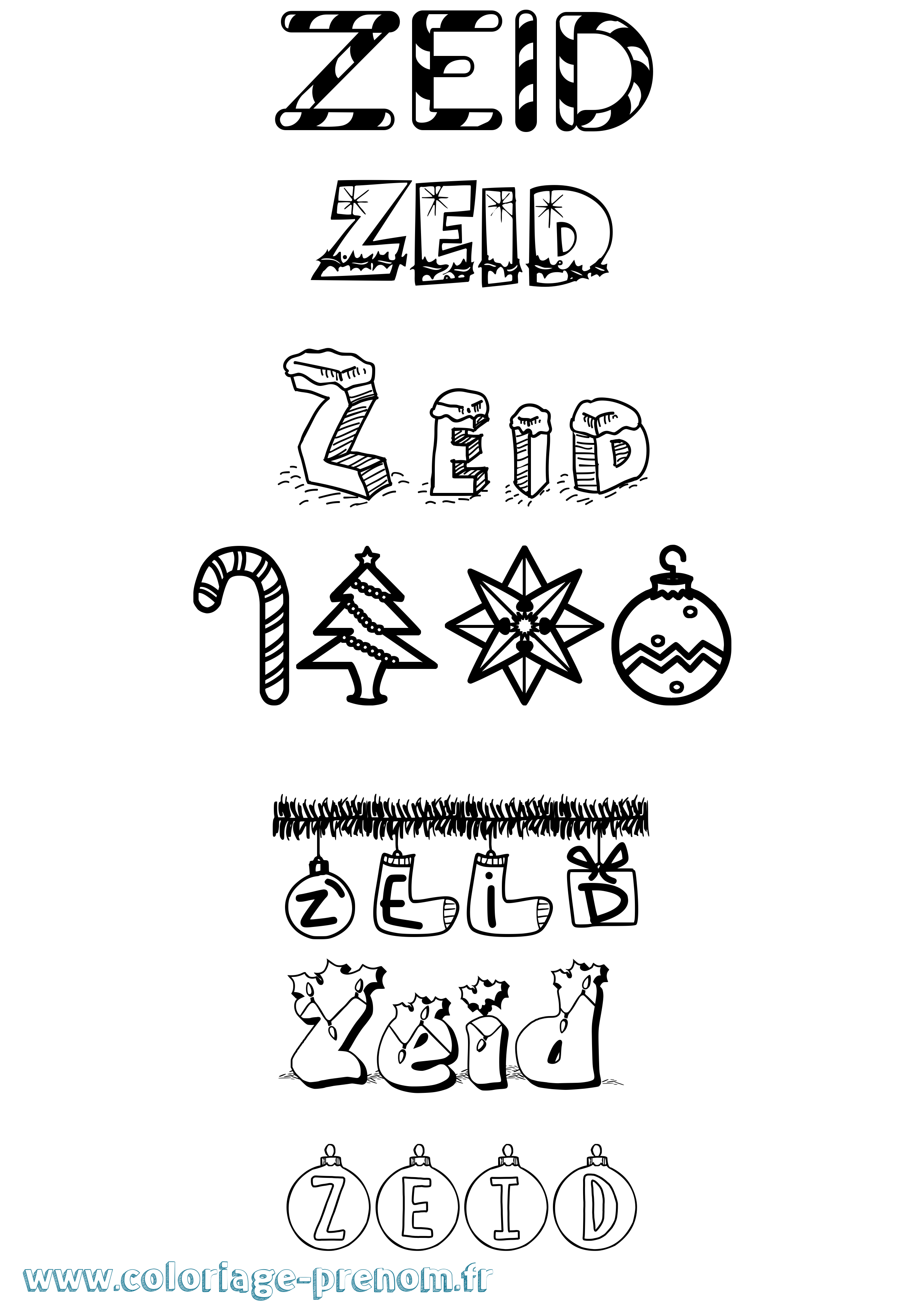 Coloriage Zeid Noël Coloriage prénom Zeid Noël