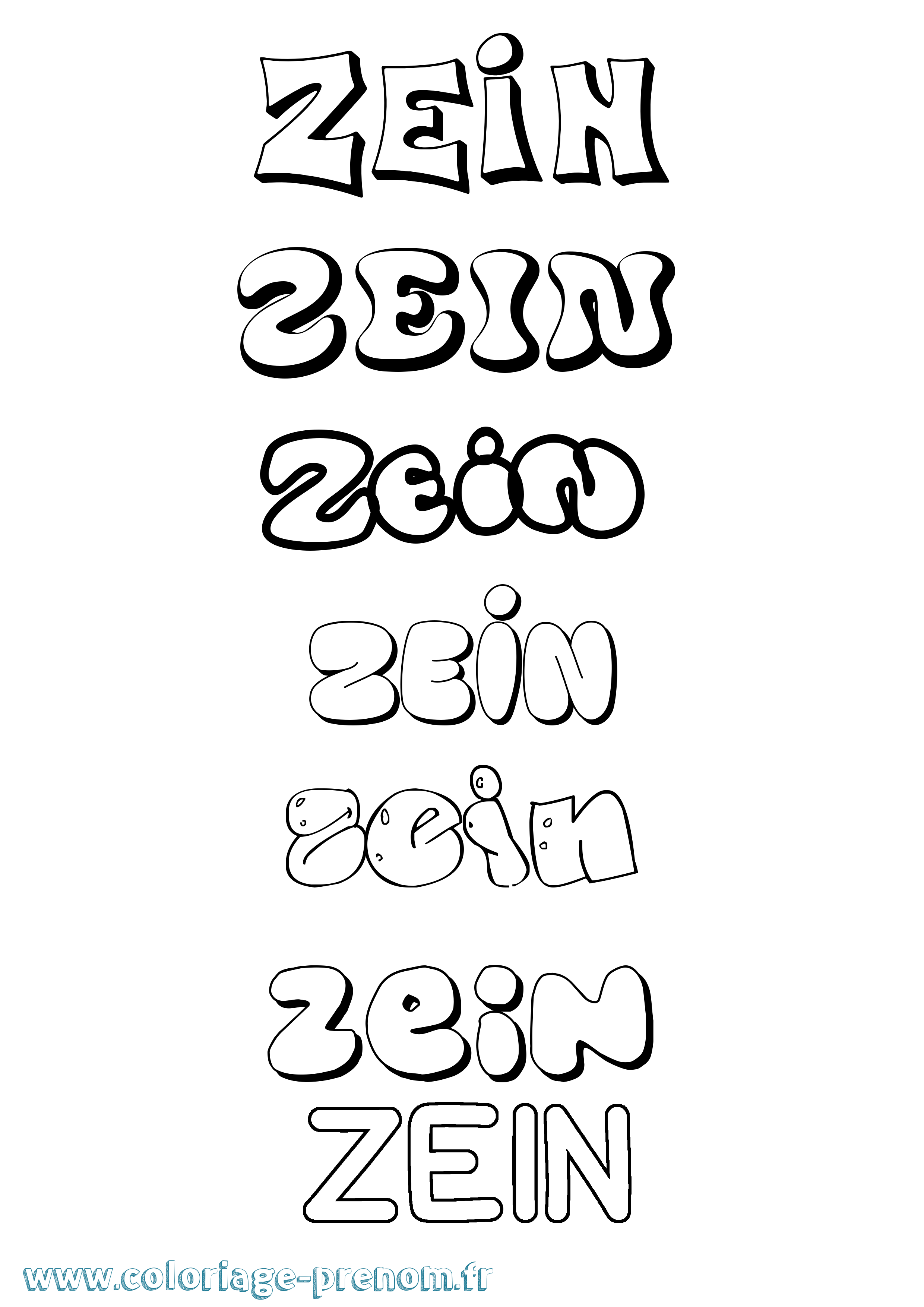 Coloriage Zein Bubble Coloriage prénom Zein Bubble