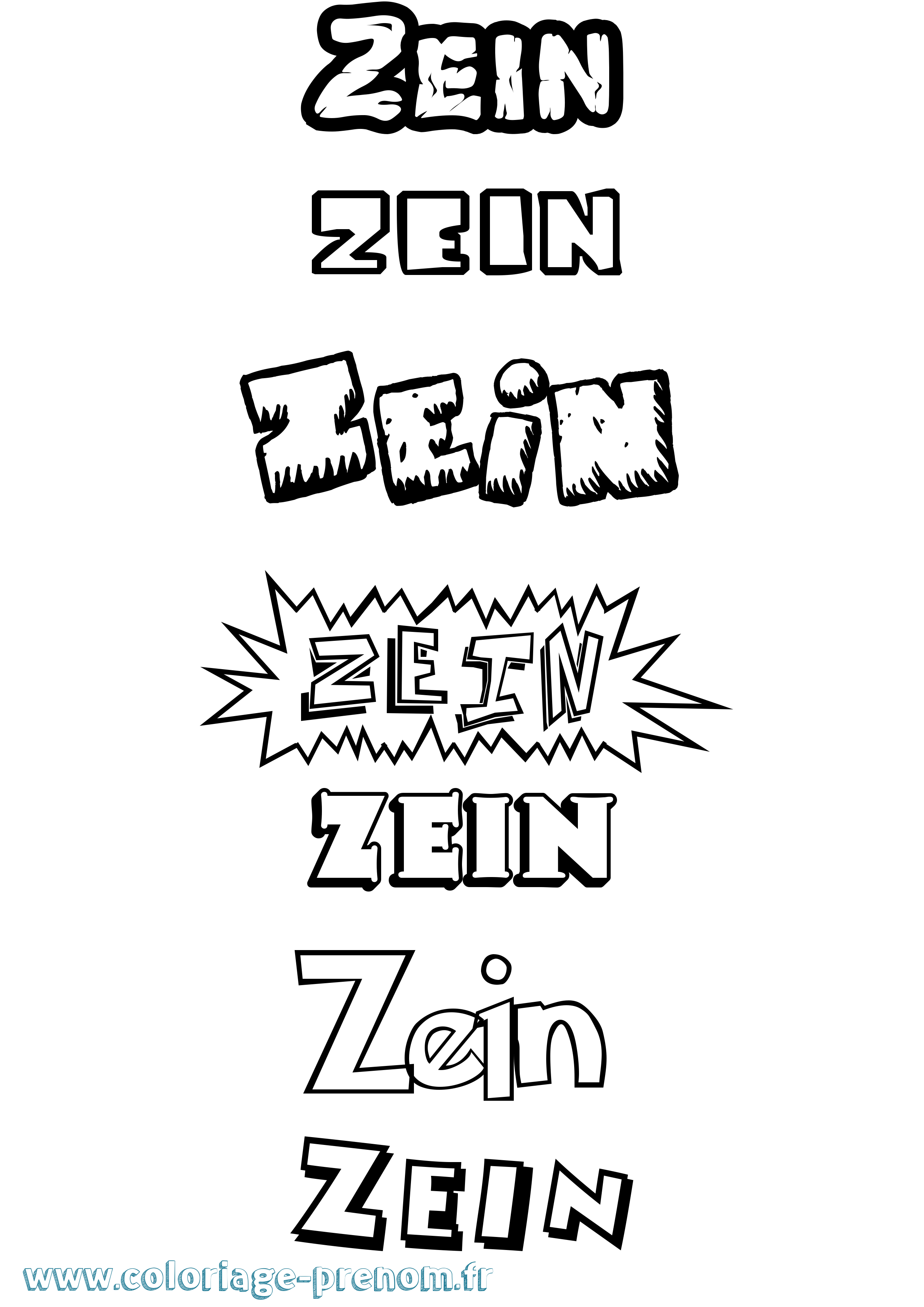 Coloriage Zein Dessin Animé Coloriage prénom Zein Dessin Animé