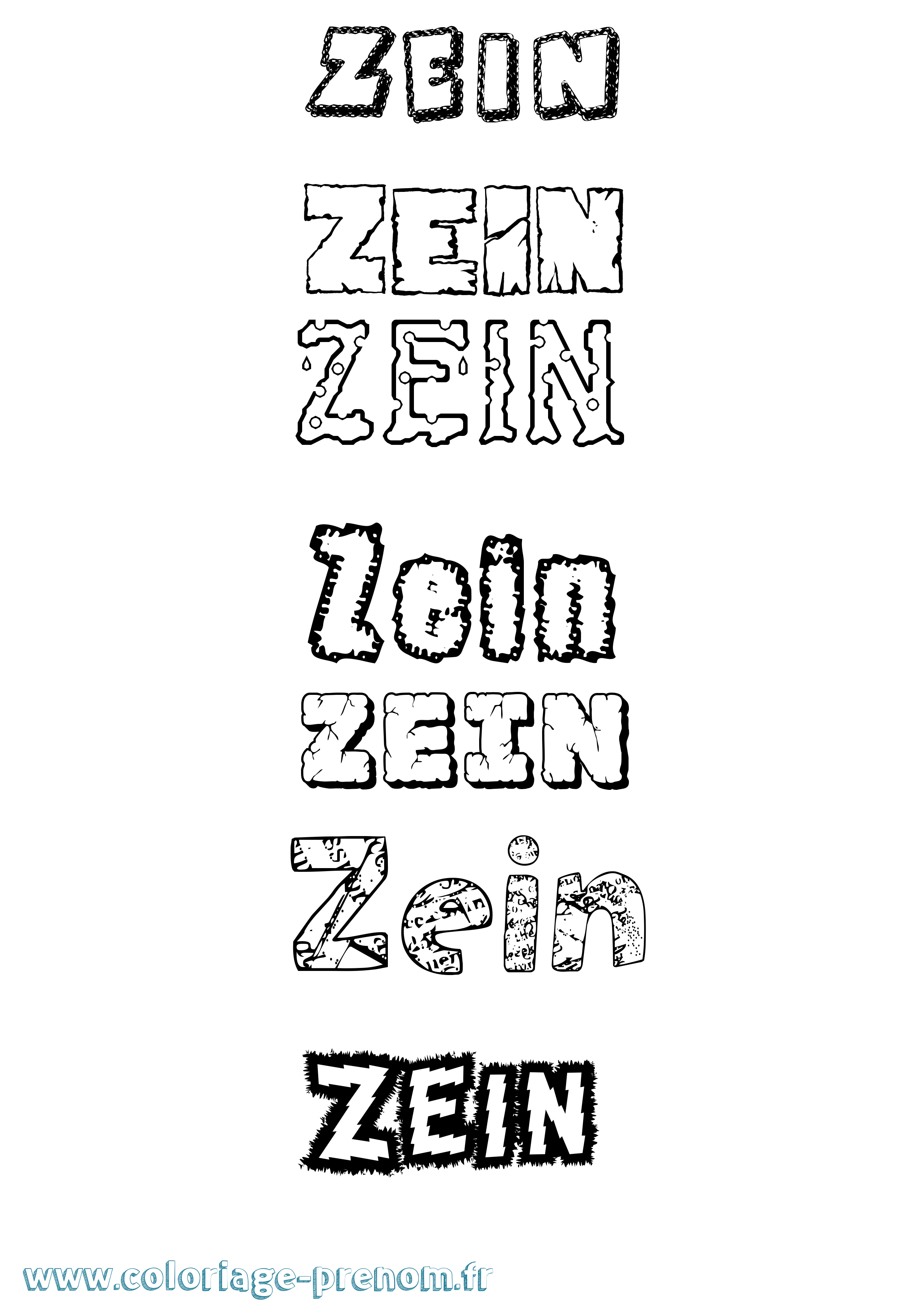 Coloriage Zein Destructuré Coloriage prénom Zein Destructuré