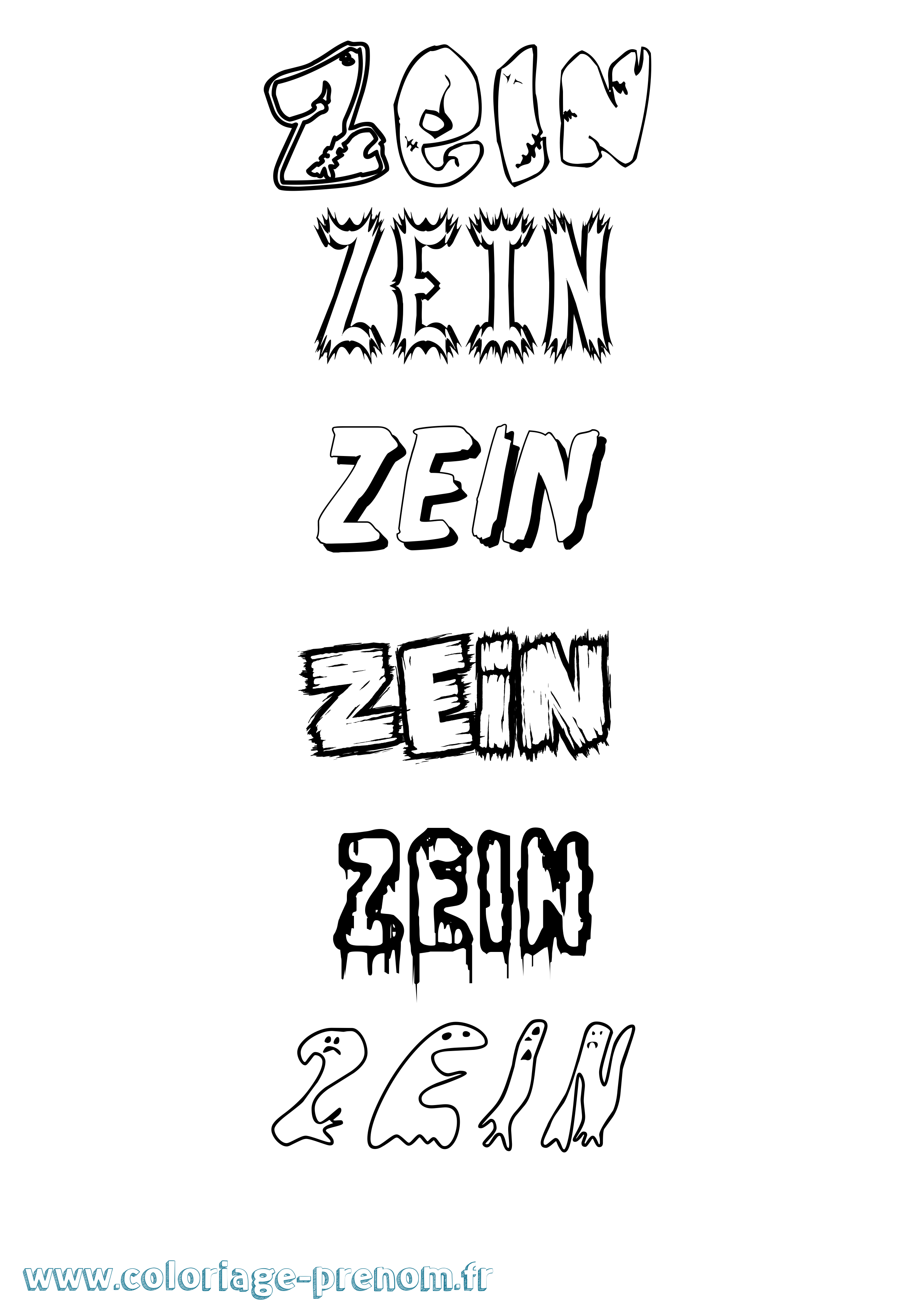 Coloriage Zein Frisson Coloriage prénom Zein Frisson
