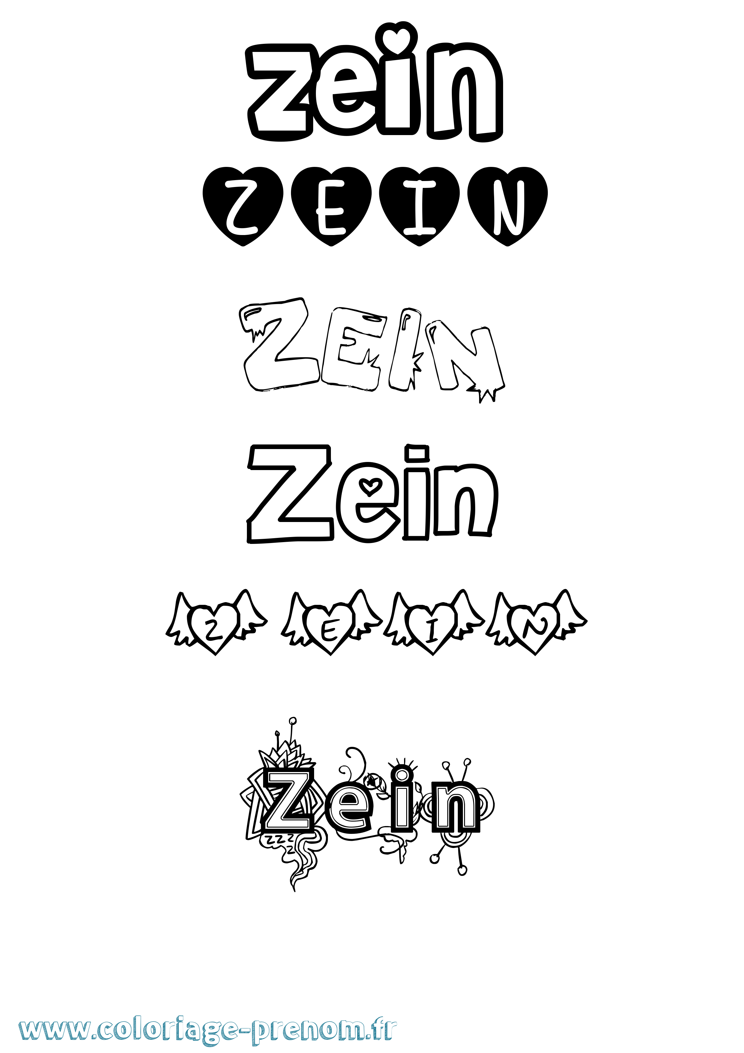 Coloriage Zein Girly Coloriage prénom Zein Girly