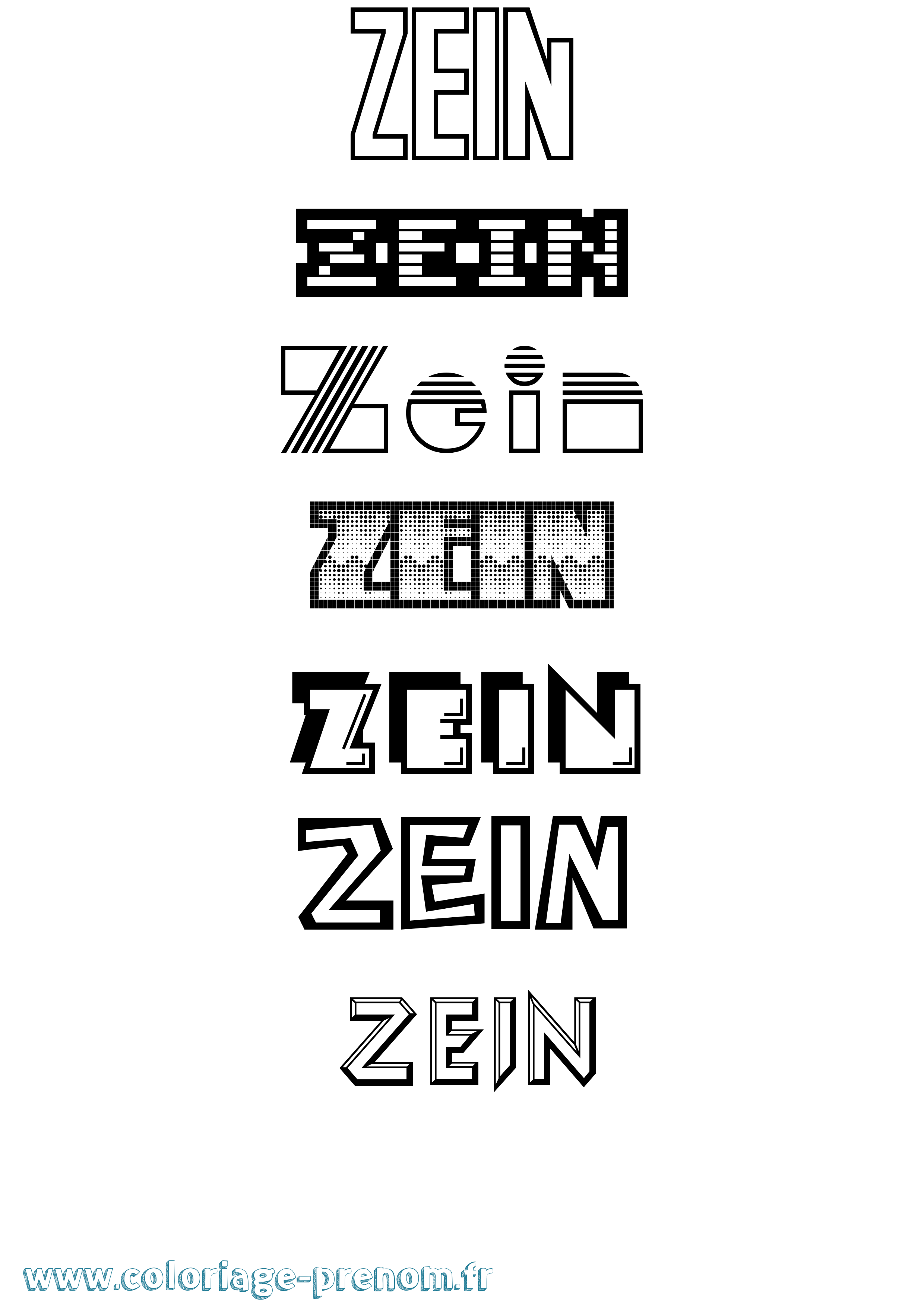 Coloriage Zein Jeux Vidéos Coloriage prénom Zein Jeux Vidéos