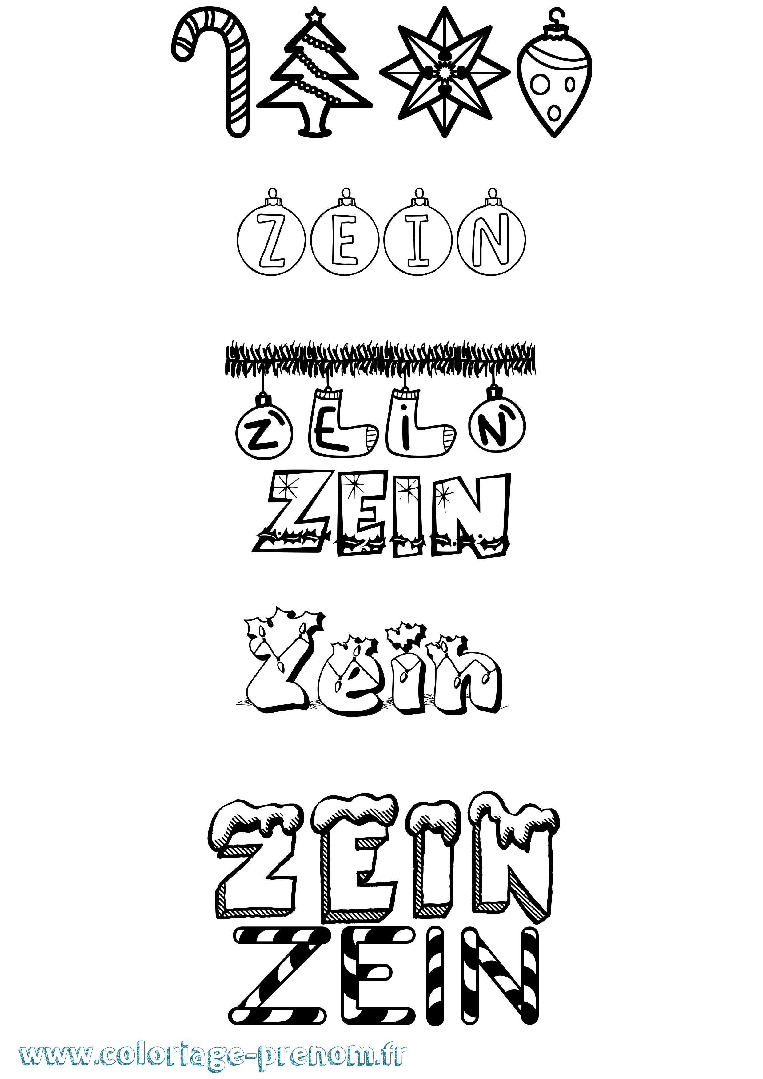 Coloriage Zein Noël Coloriage prénom Zein Noël
