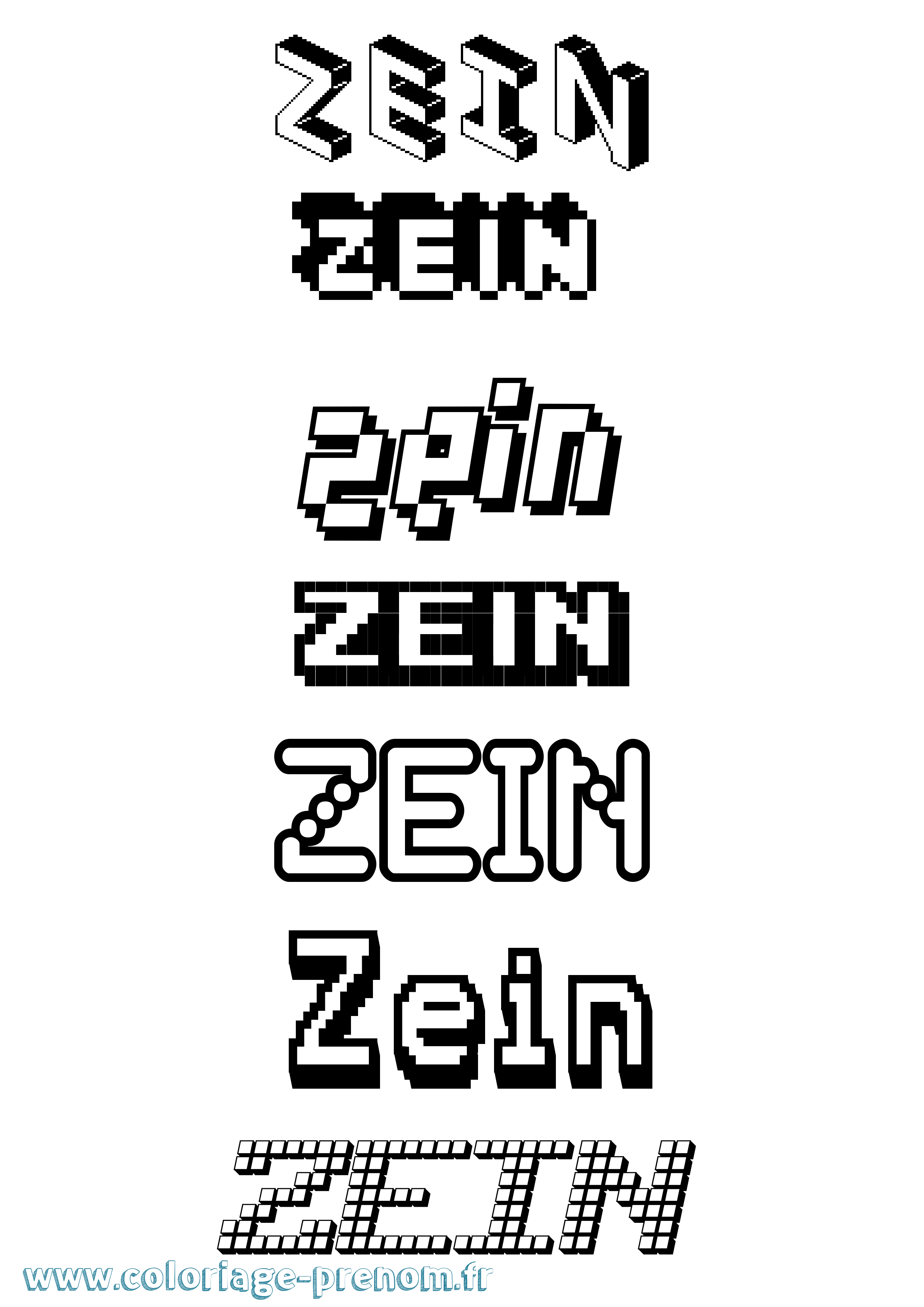 Coloriage Zein Pixel Coloriage prénom Zein Pixel