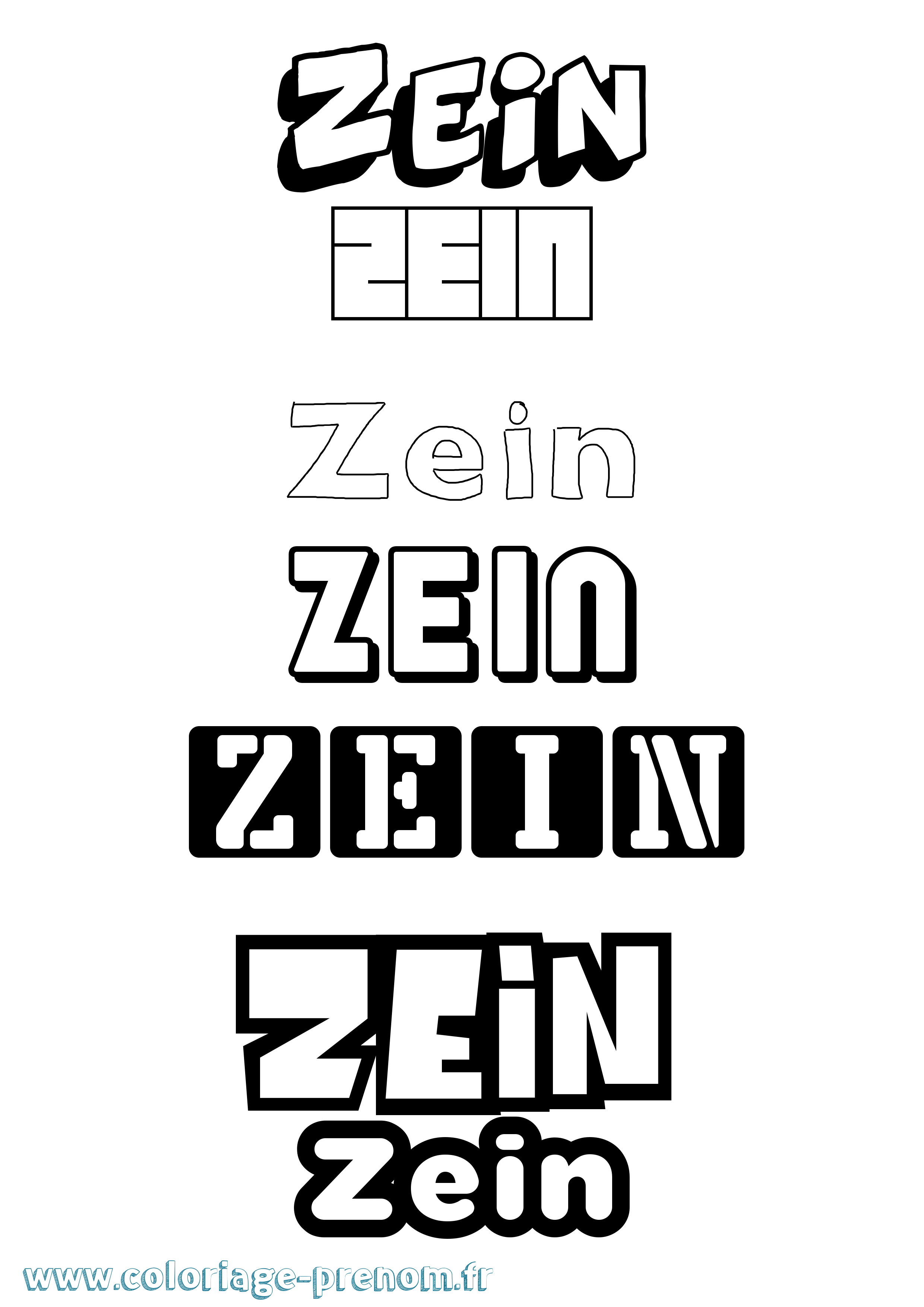 Coloriage prénom Zein Simple