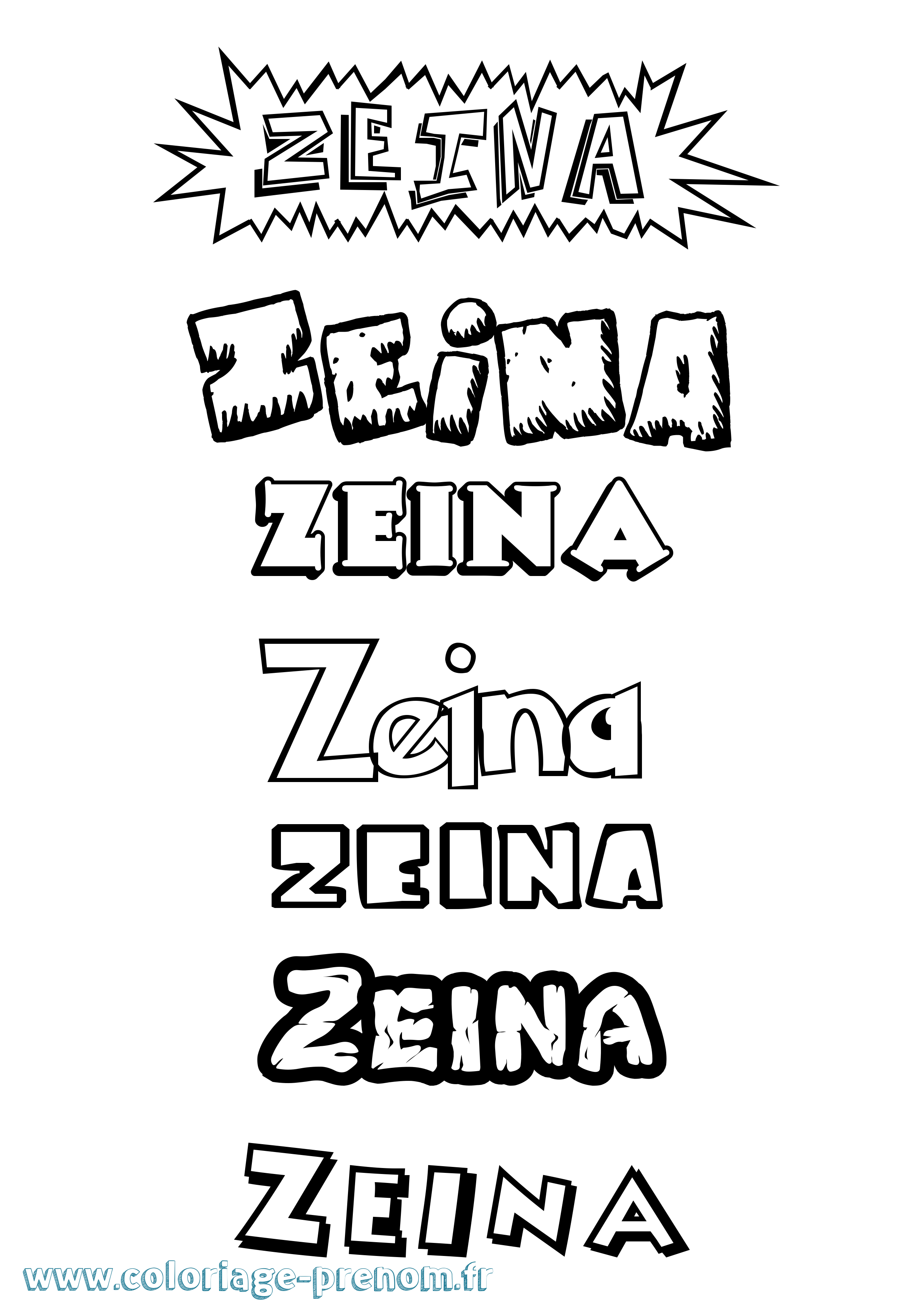 Coloriage Zeina Dessin Animé Coloriage prénom Zeina Dessin Animé