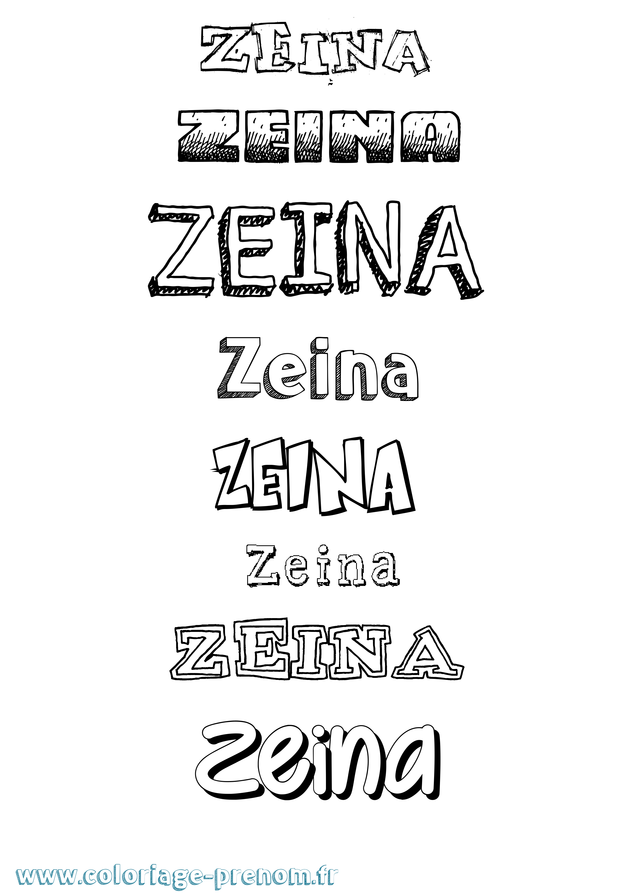 Coloriage Zeina Dessiné Coloriage prénom Zeina Dessiné