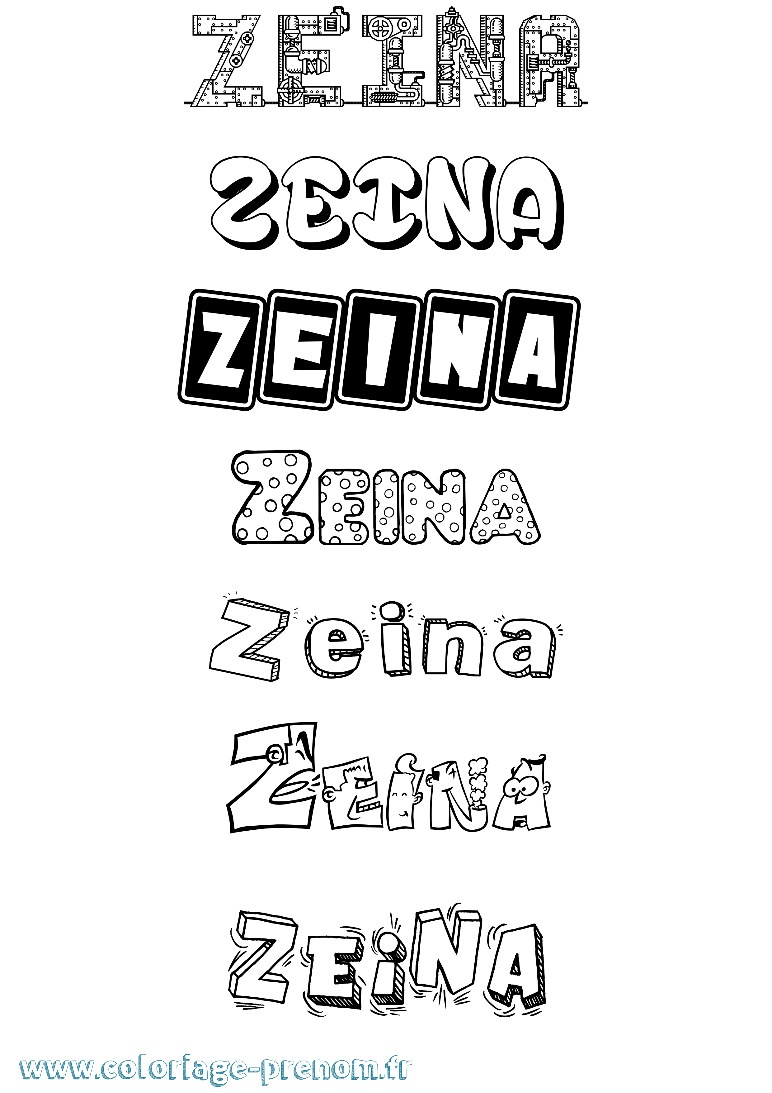 Coloriage Zeina Fun Coloriage prénom Zeina Fun