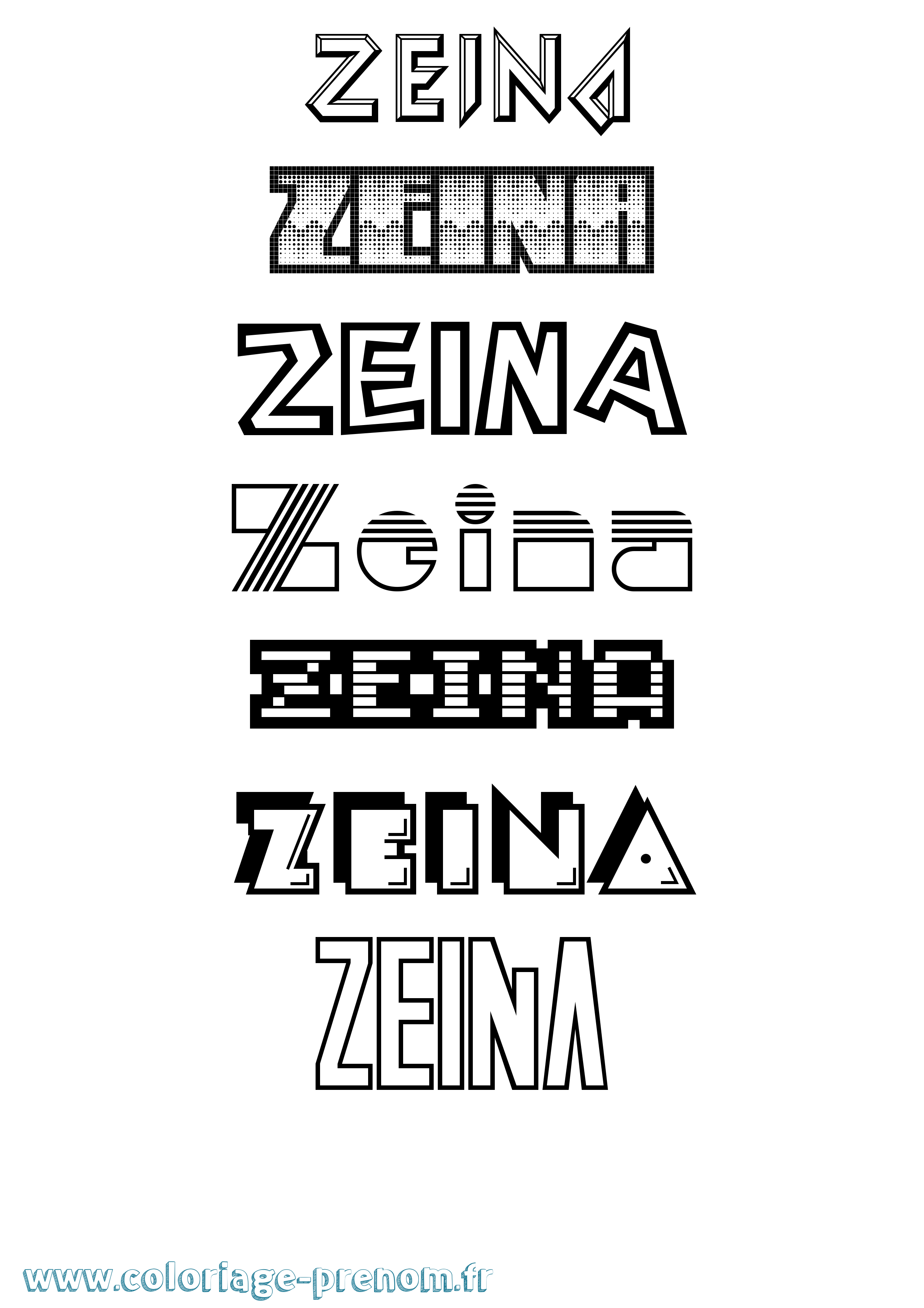 Coloriage Zeina Jeux Vidéos Coloriage prénom Zeina Jeux Vidéos