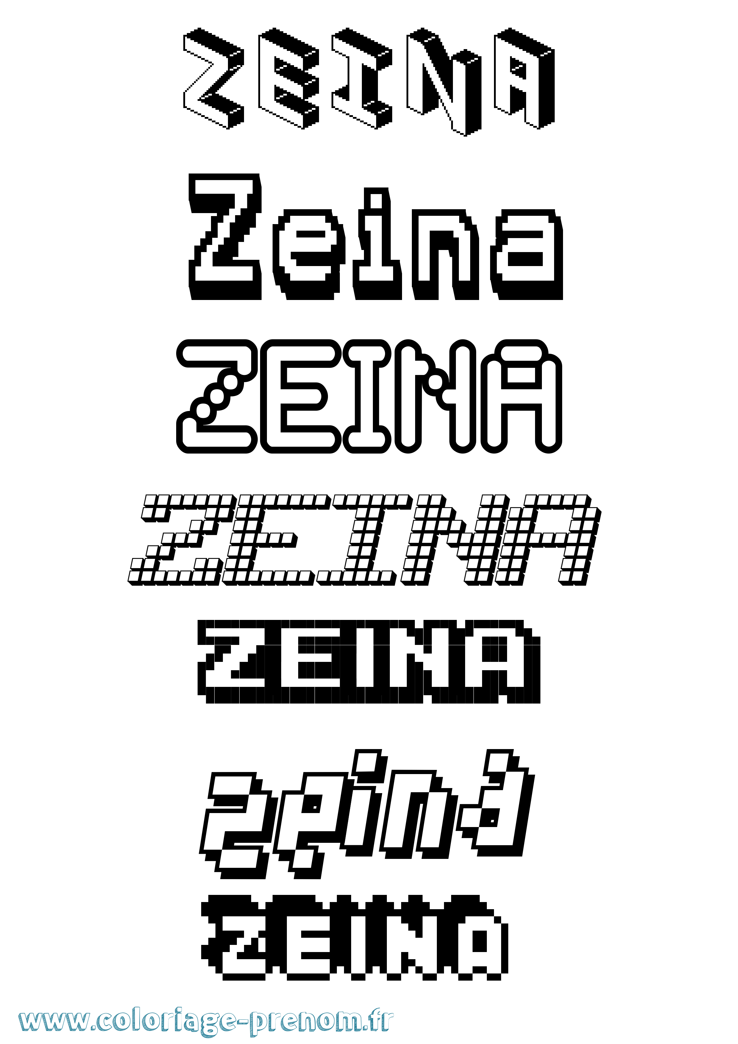 Coloriage Zeina Pixel Coloriage prénom Zeina Pixel