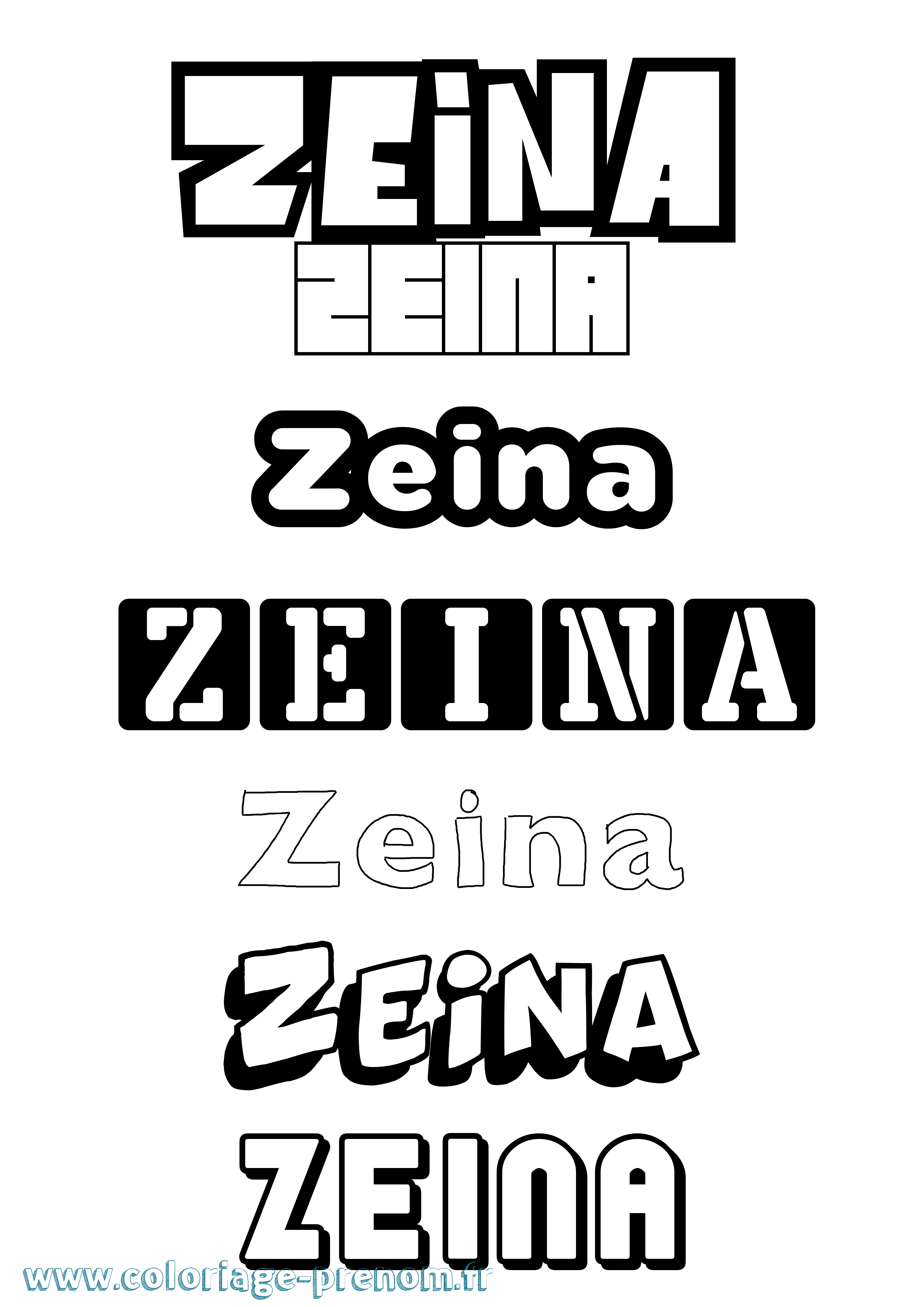 Coloriage Zeina Simple Coloriage prénom Zeina Simple