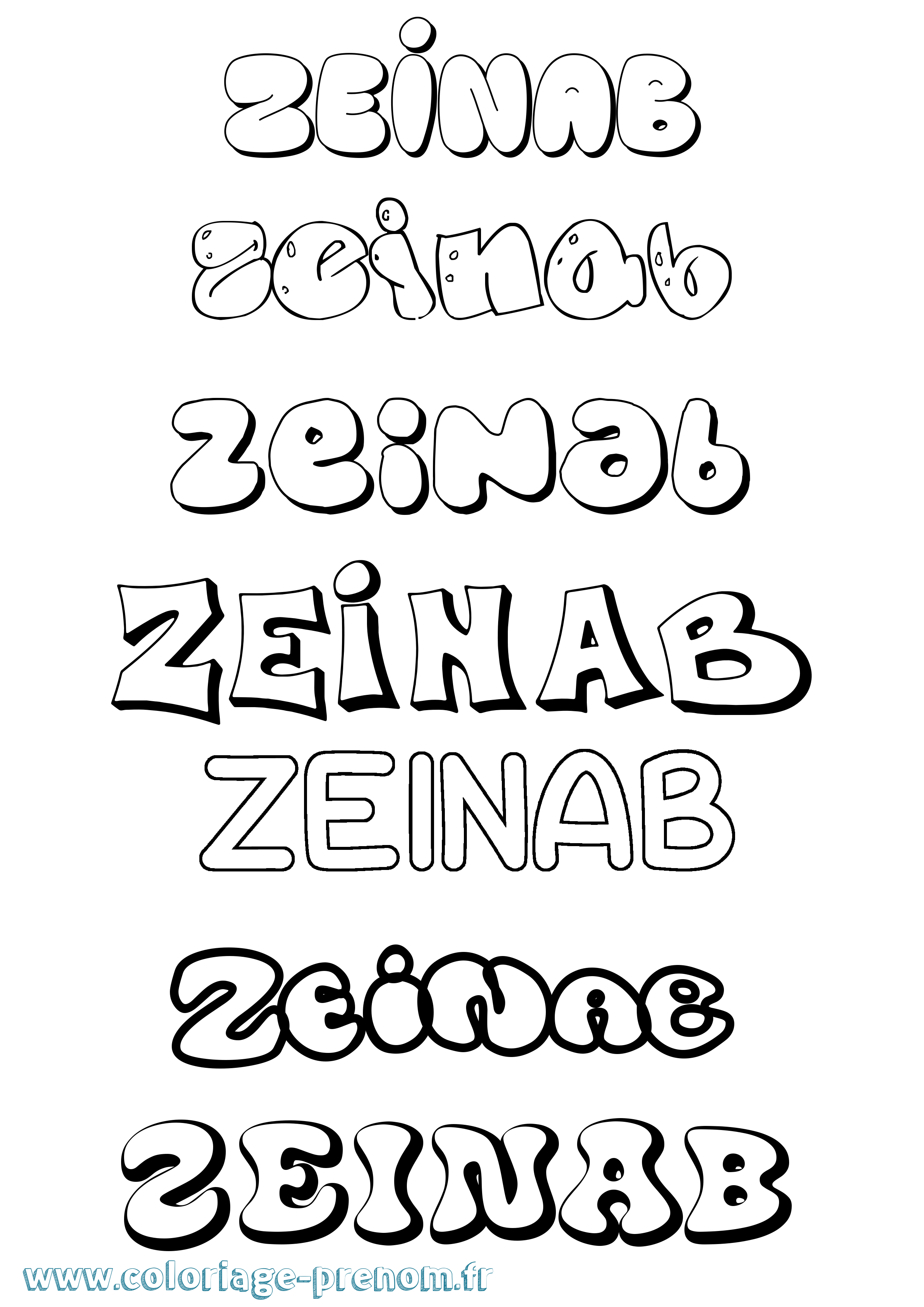 Coloriage prénom Zeinab