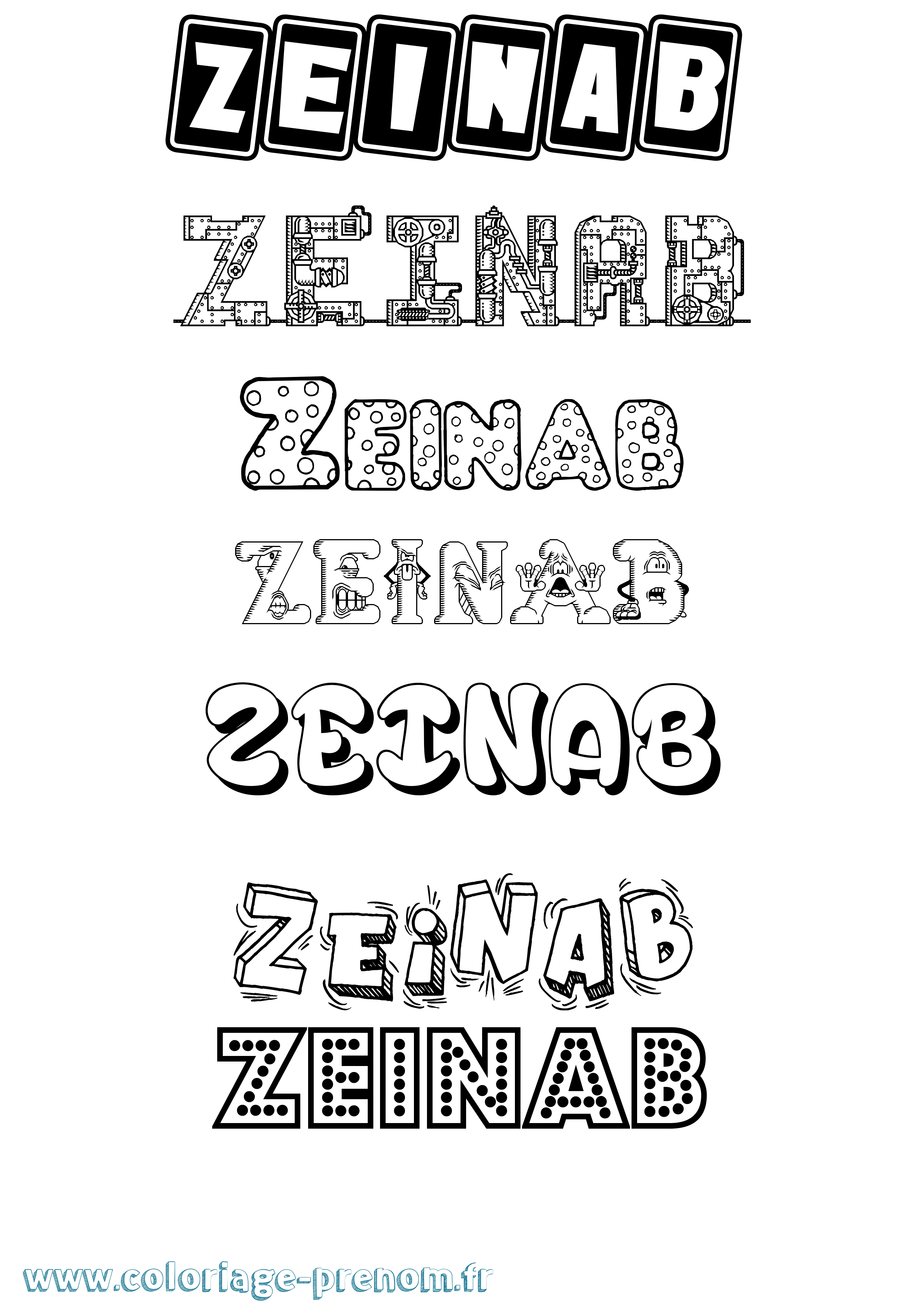 Coloriage prénom Zeinab