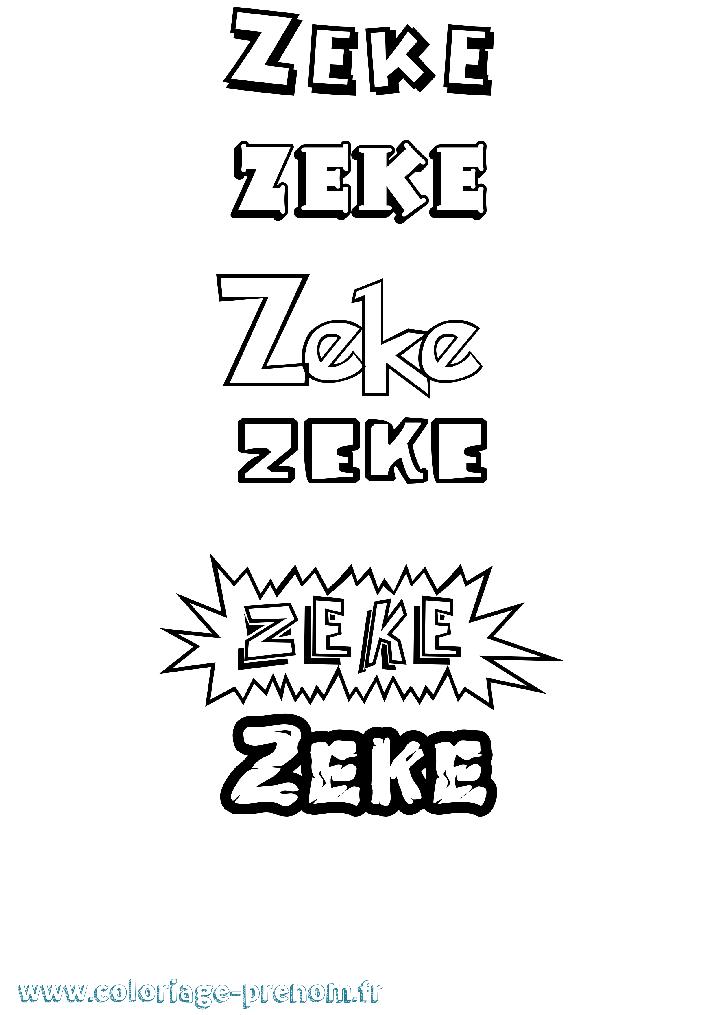 Coloriage prénom Zeke Dessin Animé