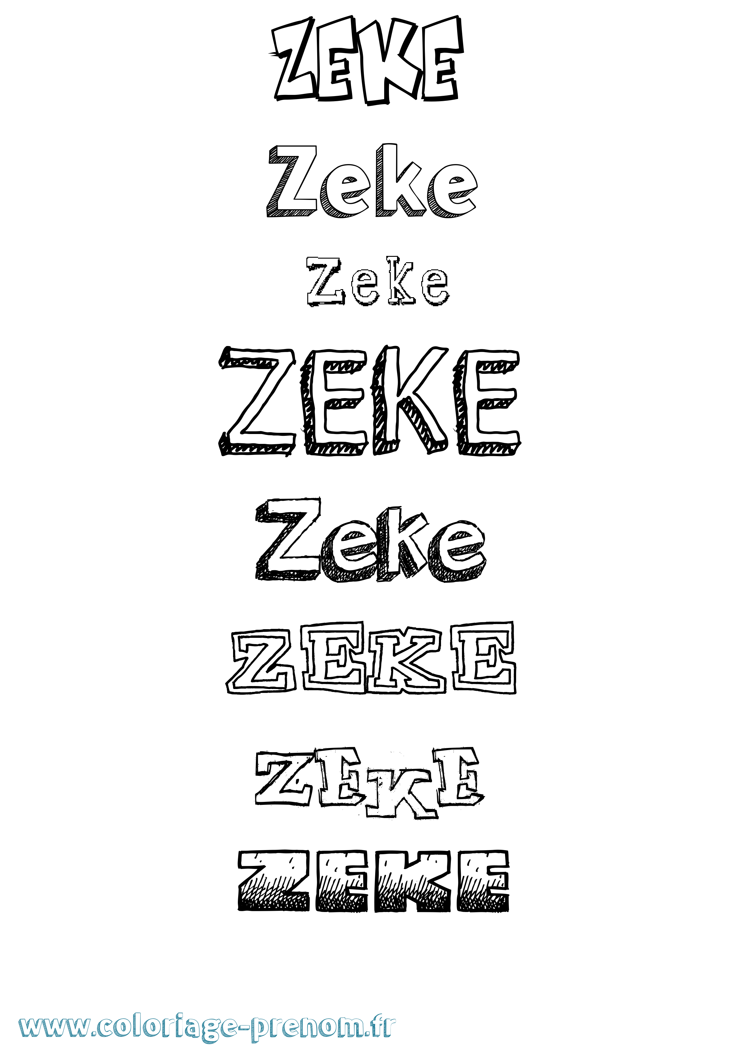Coloriage prénom Zeke Dessiné