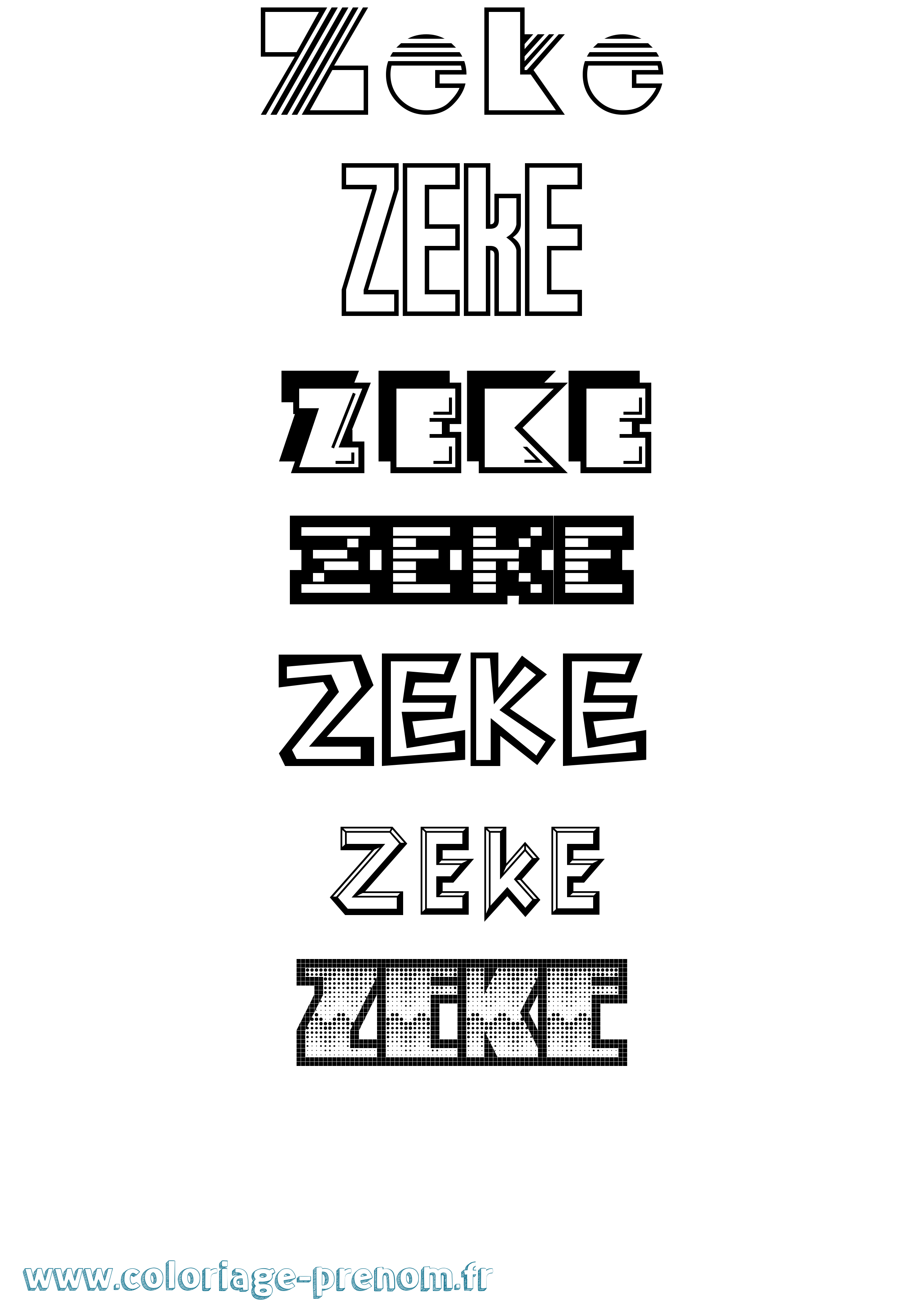 Coloriage prénom Zeke Jeux Vidéos