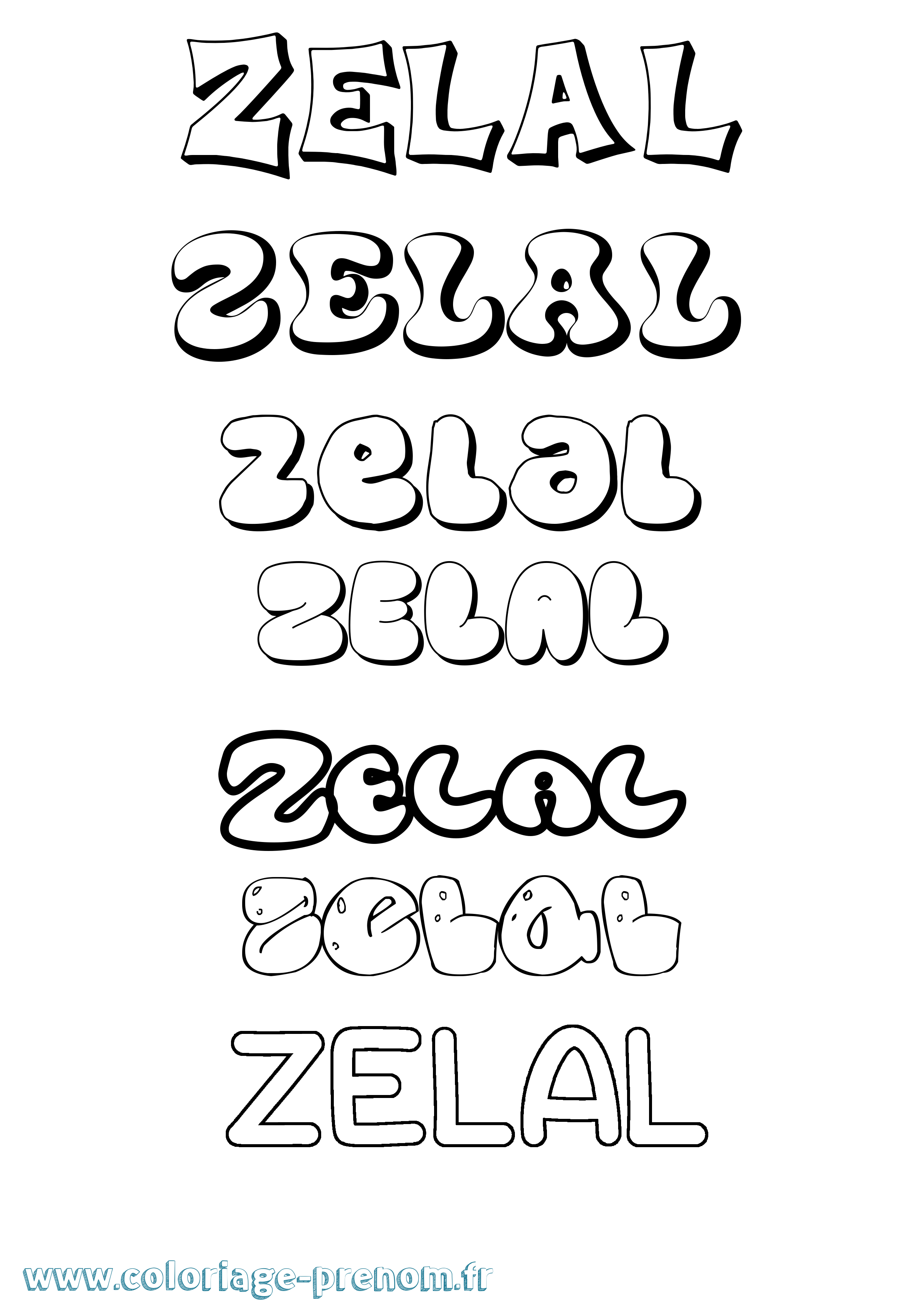 Coloriage prénom Zelal Bubble