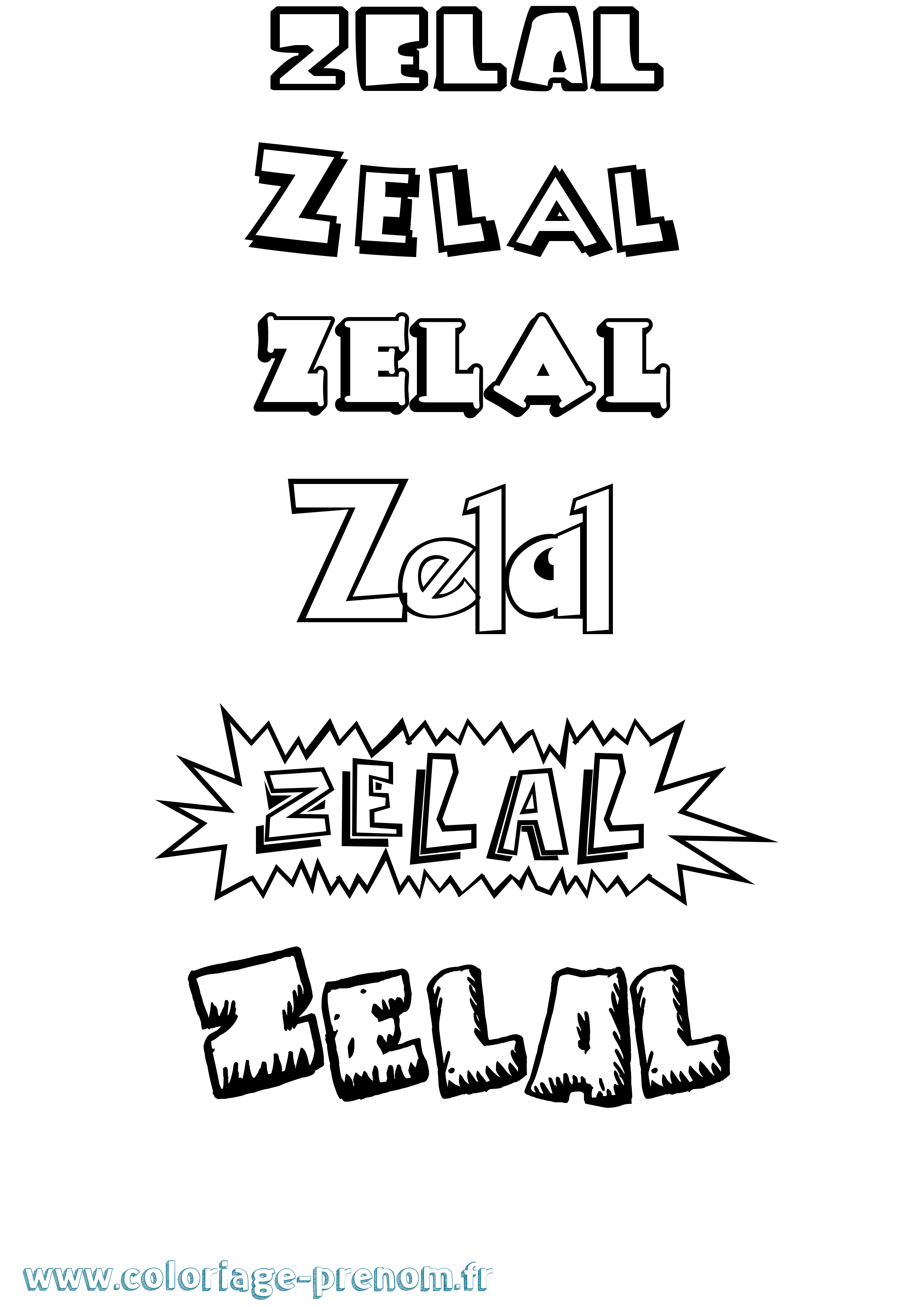 Coloriage prénom Zelal Dessin Animé