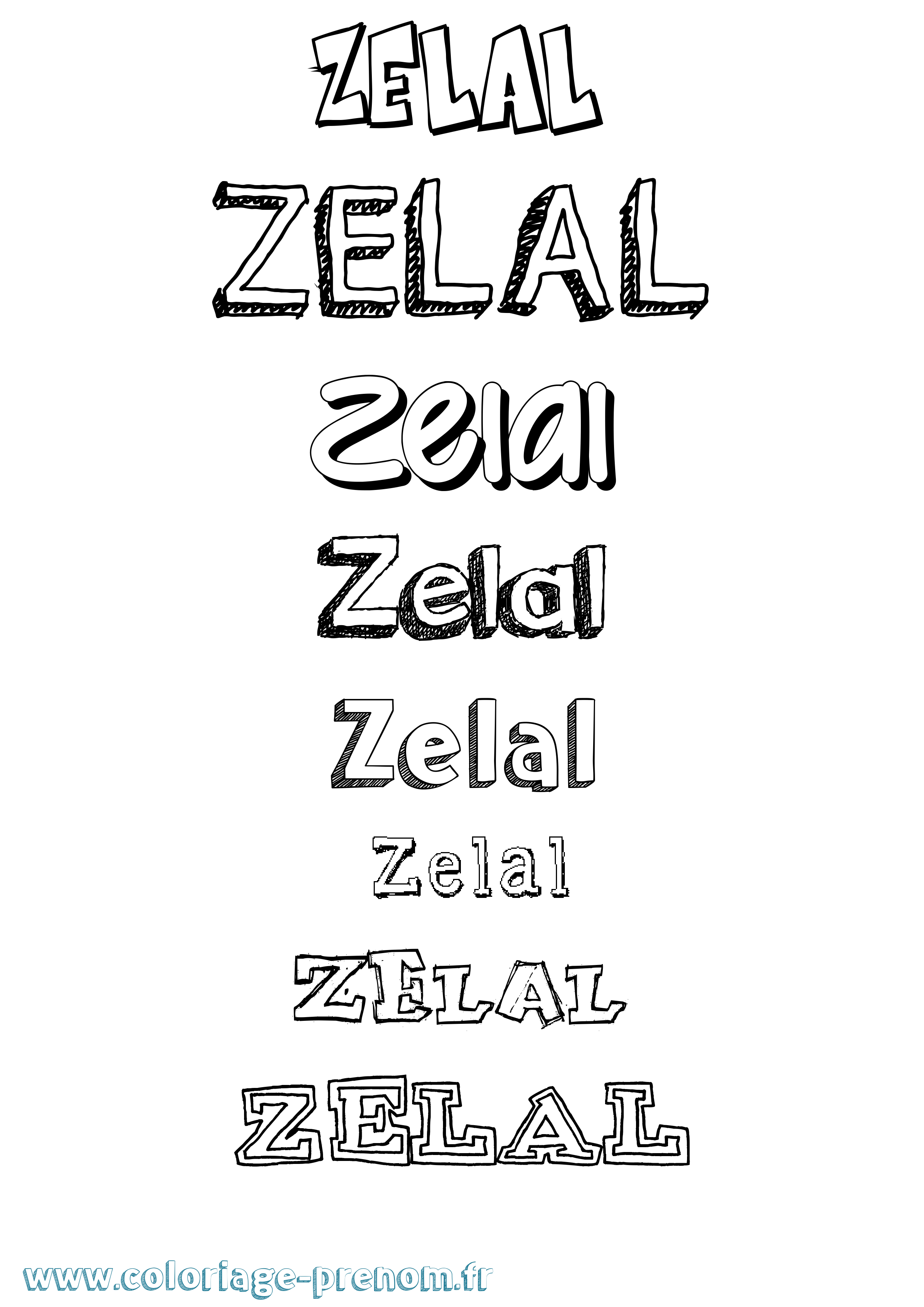 Coloriage prénom Zelal Dessiné