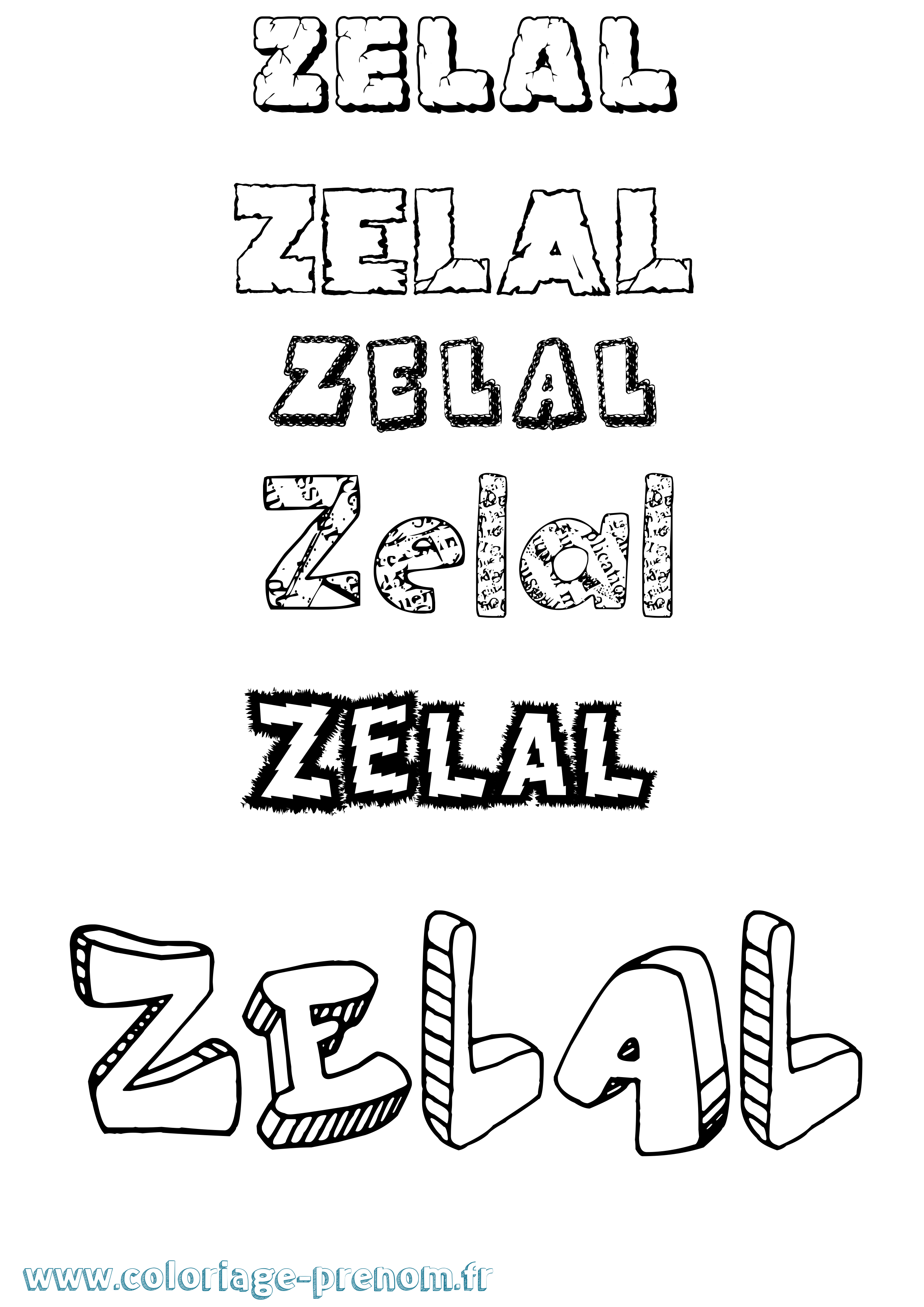 Coloriage prénom Zelal Destructuré
