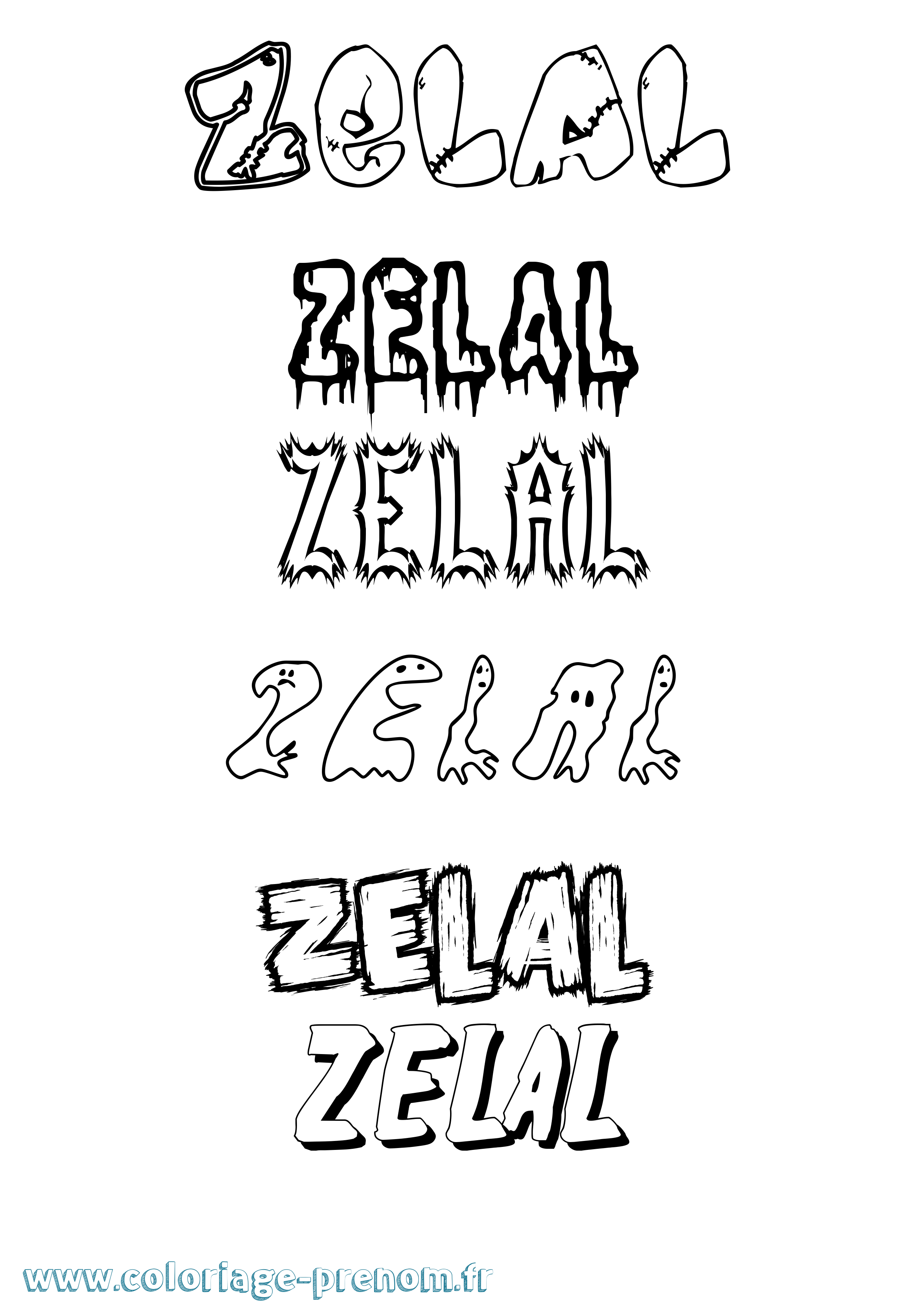 Coloriage prénom Zelal Frisson