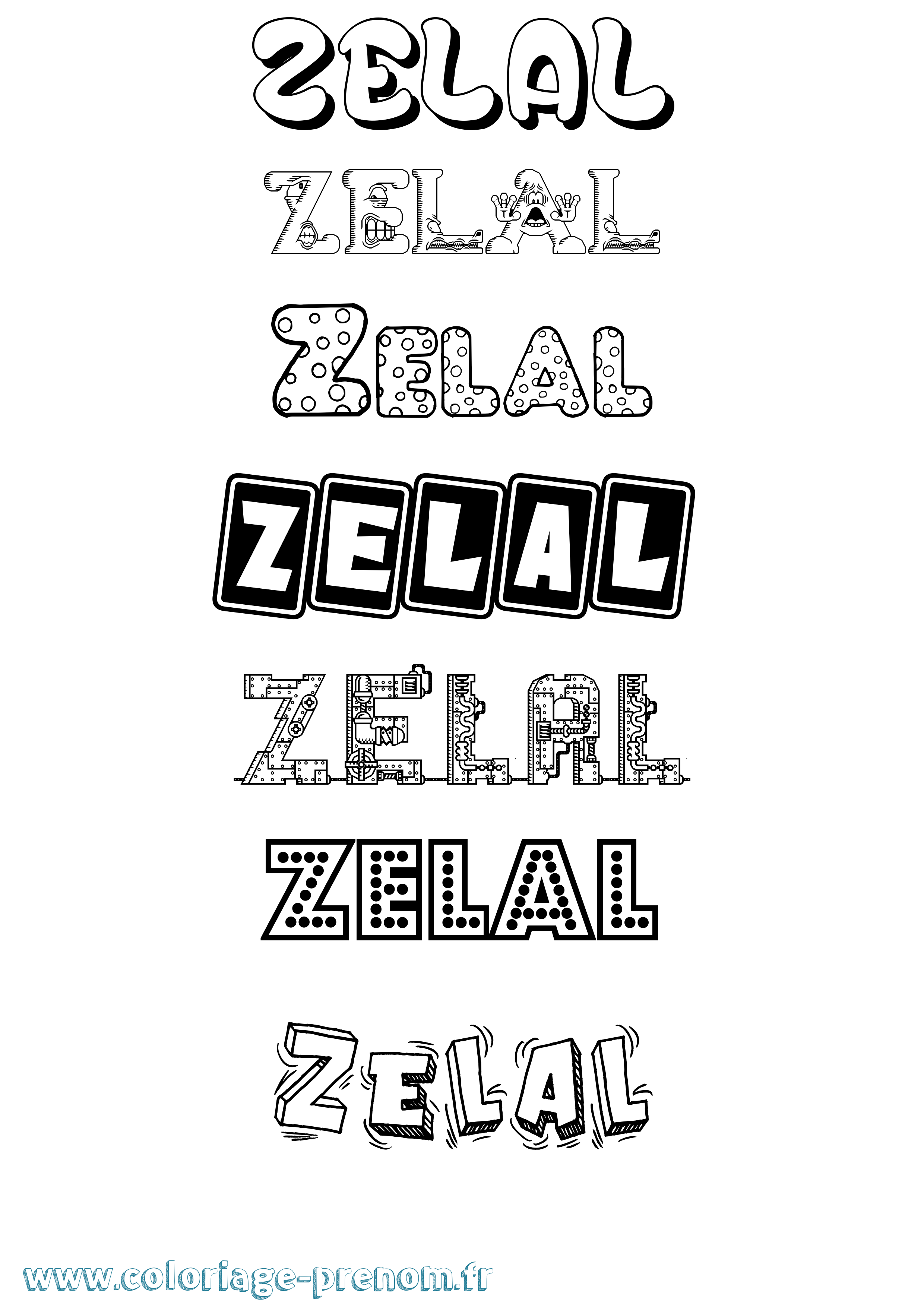 Coloriage prénom Zelal Fun