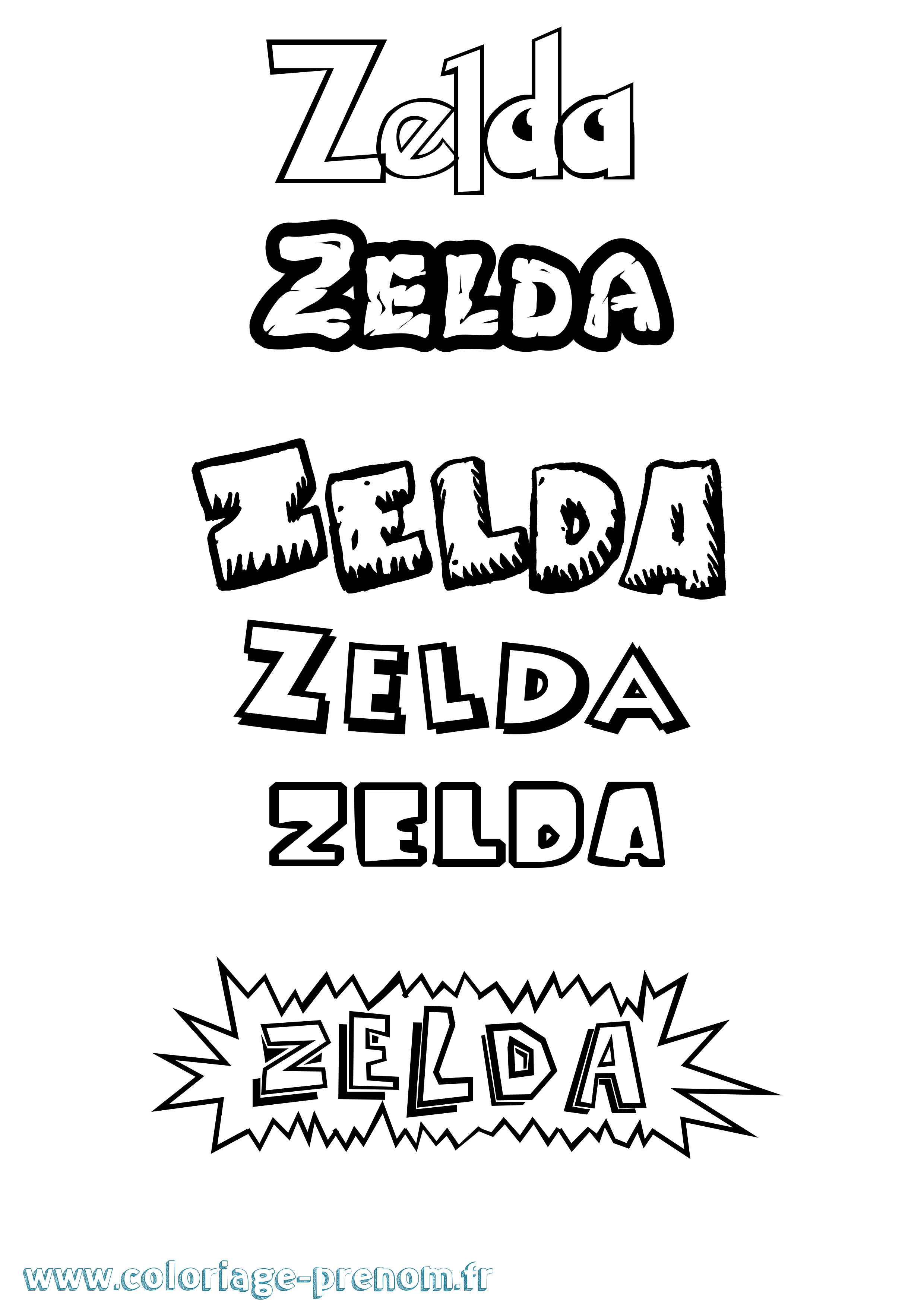 Coloriage prénom Zelda