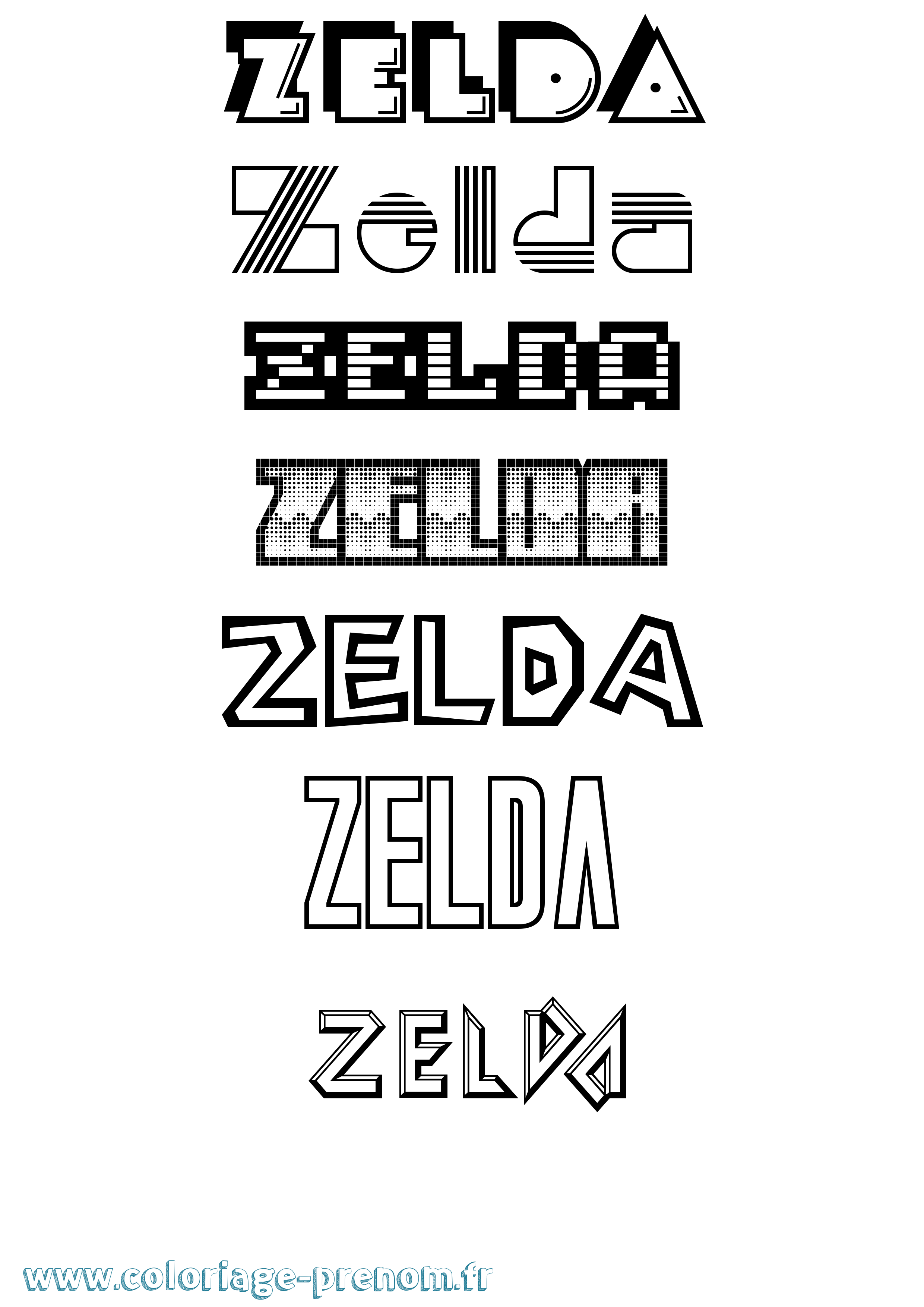 Coloriage prénom Zelda