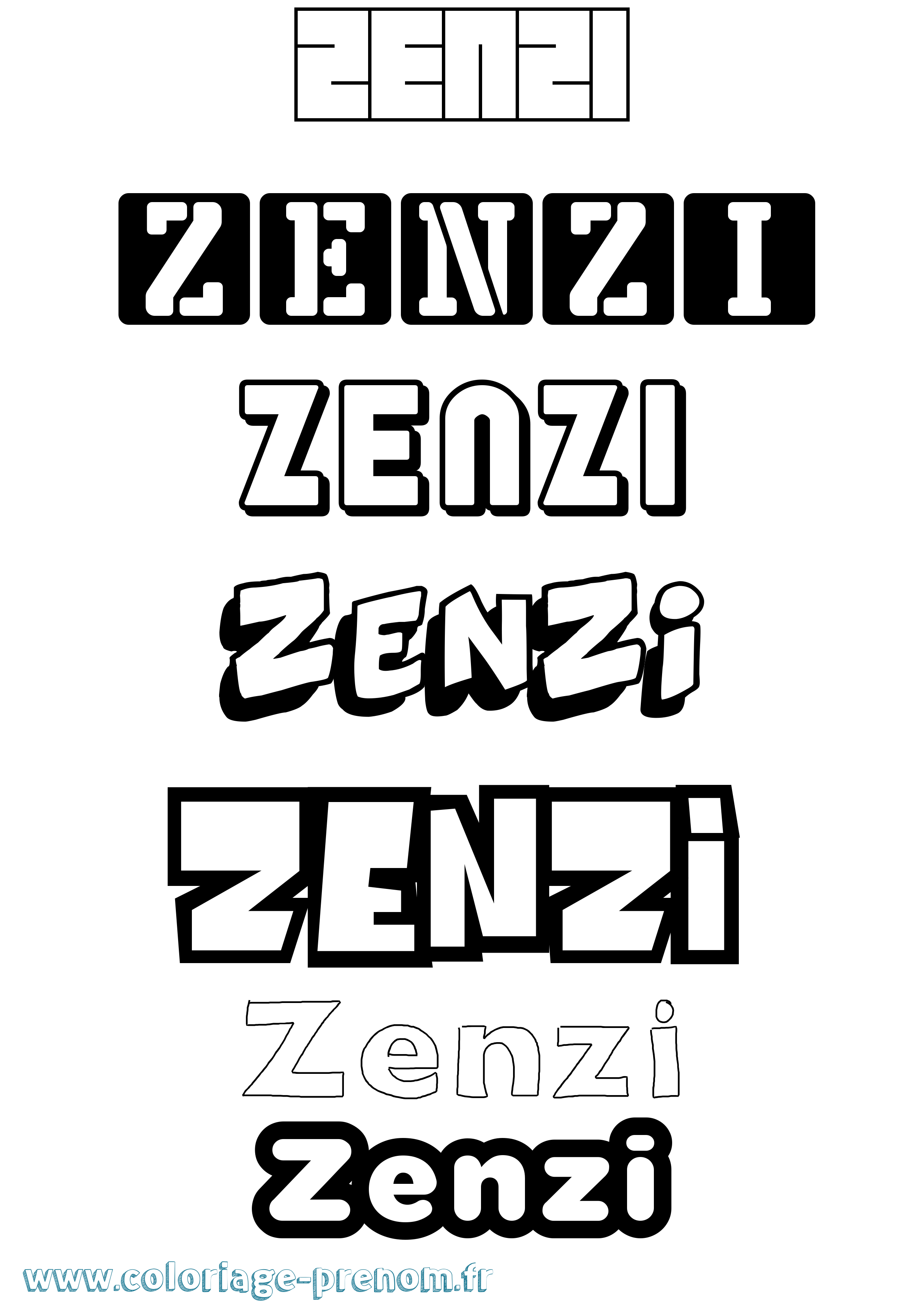 Coloriage prénom Zenzi Simple