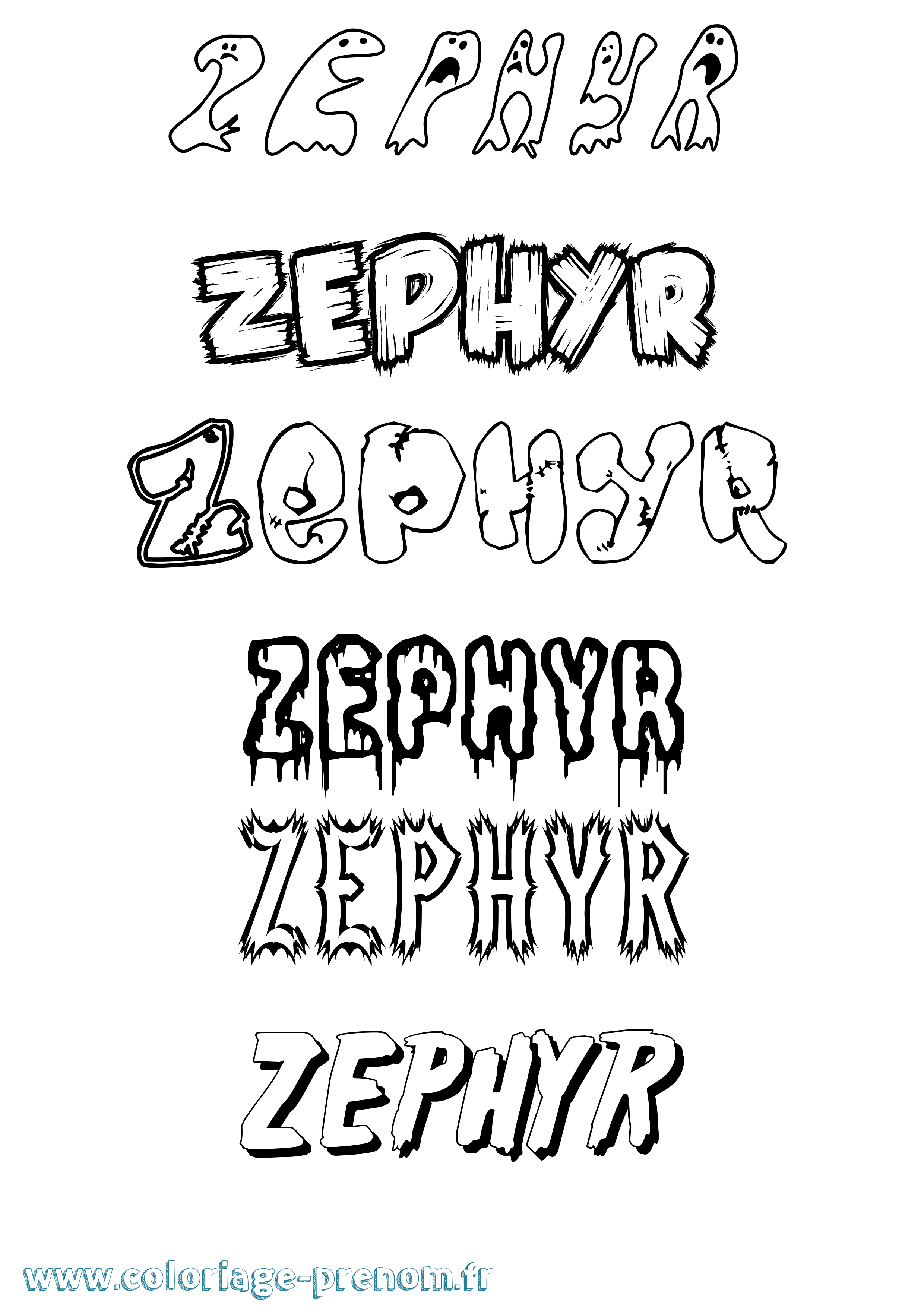 Coloriage prénom Zephyr