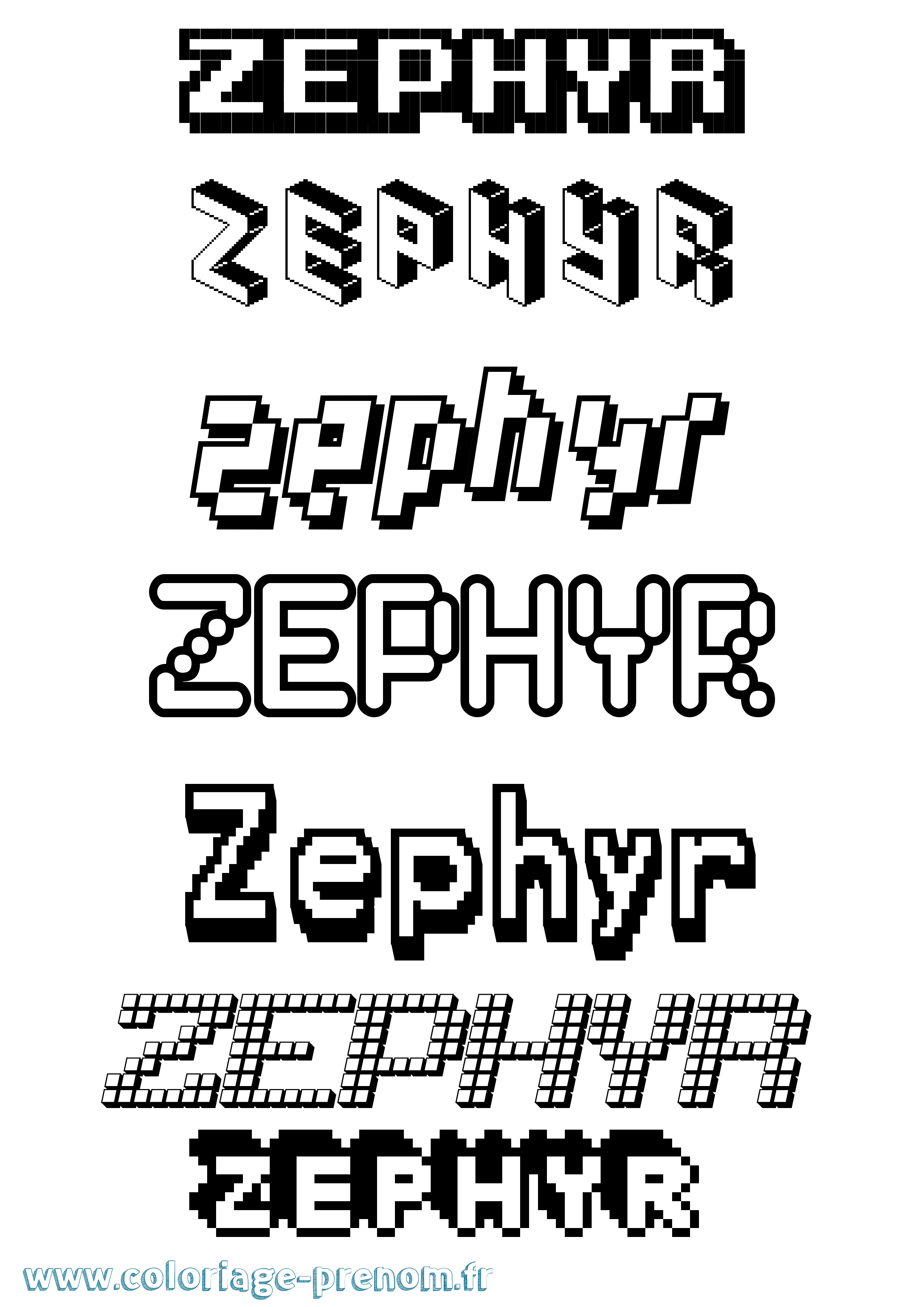 Coloriage prénom Zephyr