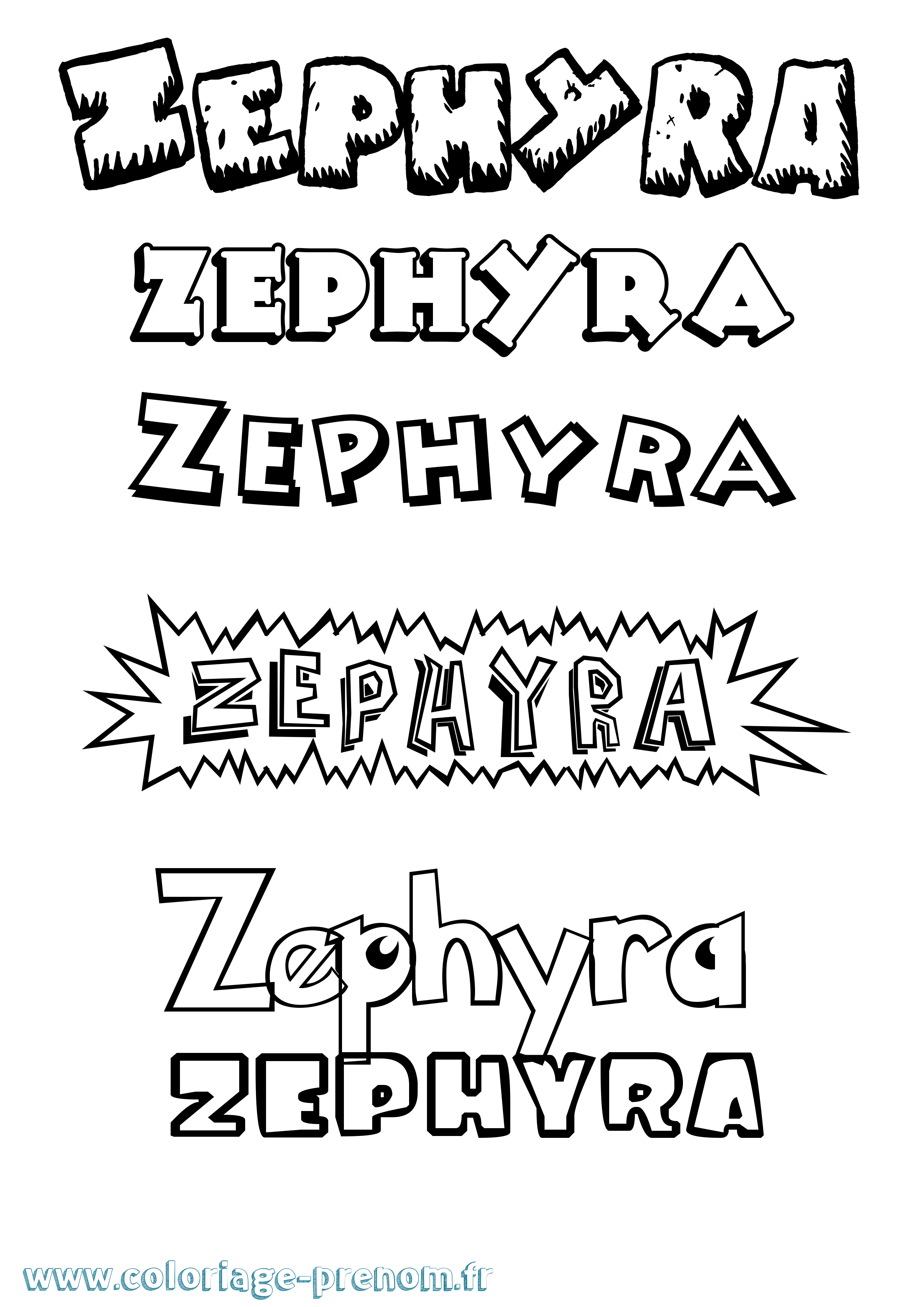Coloriage prénom Zephyra Dessin Animé