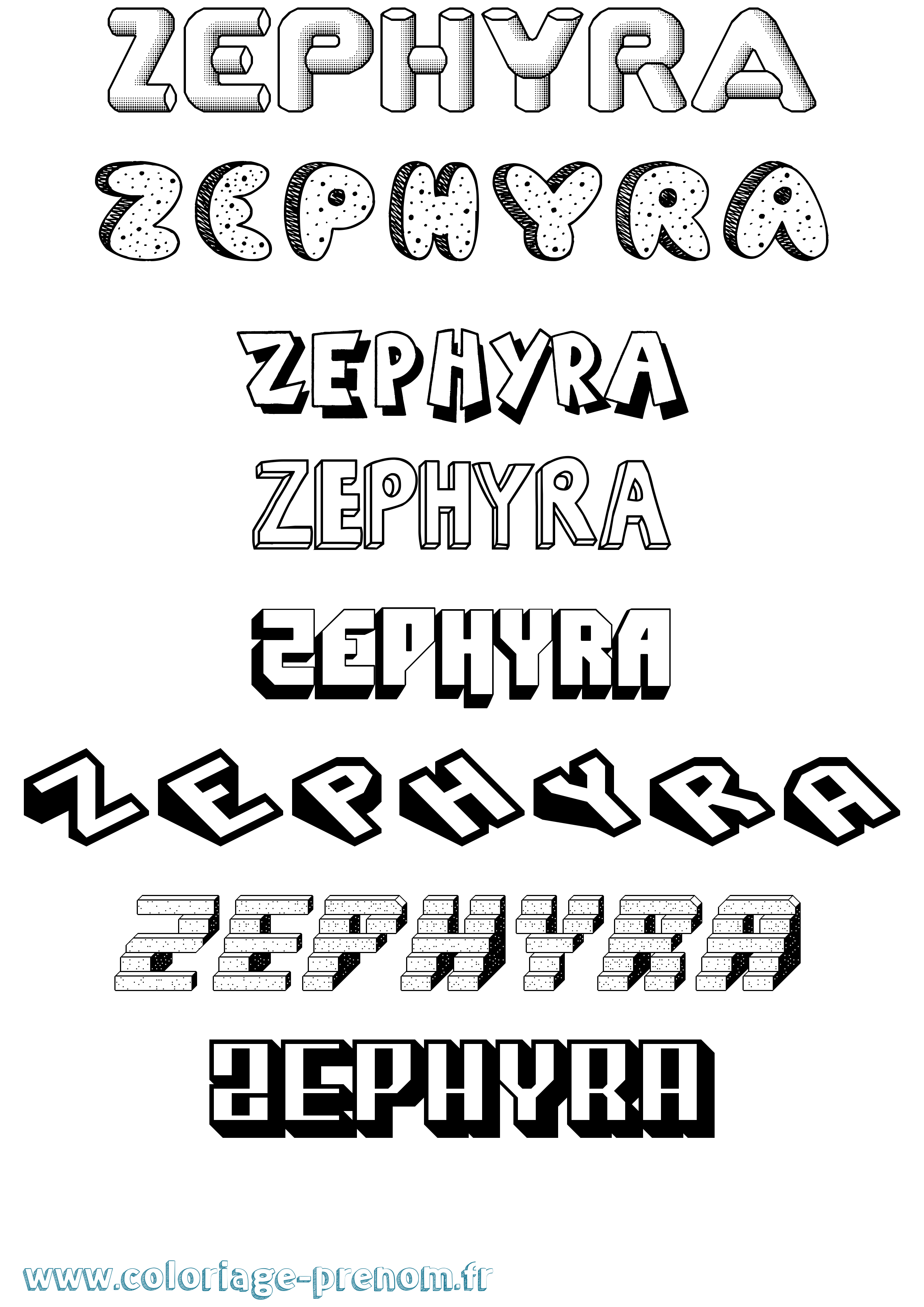 Coloriage prénom Zephyra Effet 3D