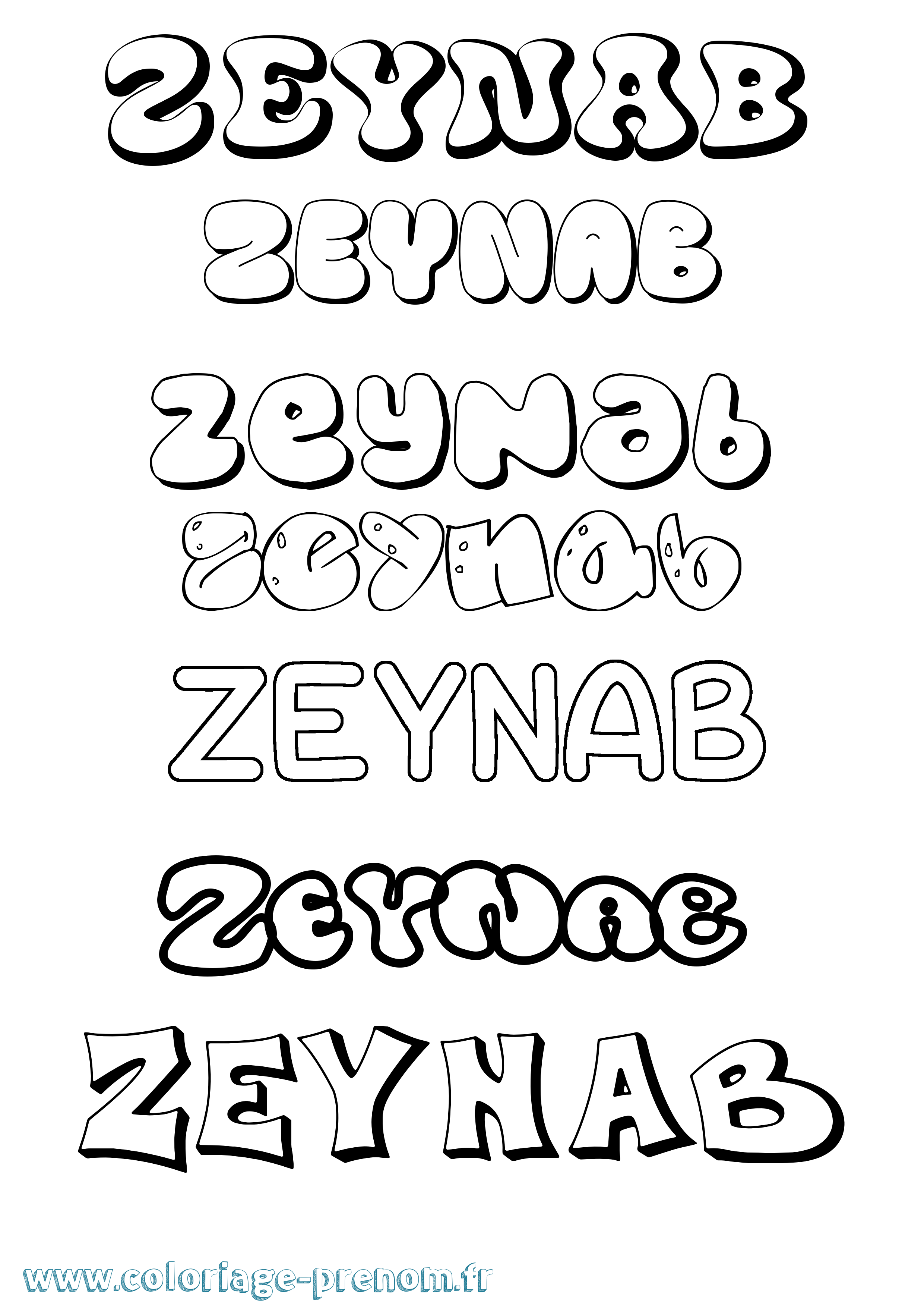 Coloriage Zeynab Coloriage prénom Zeynab