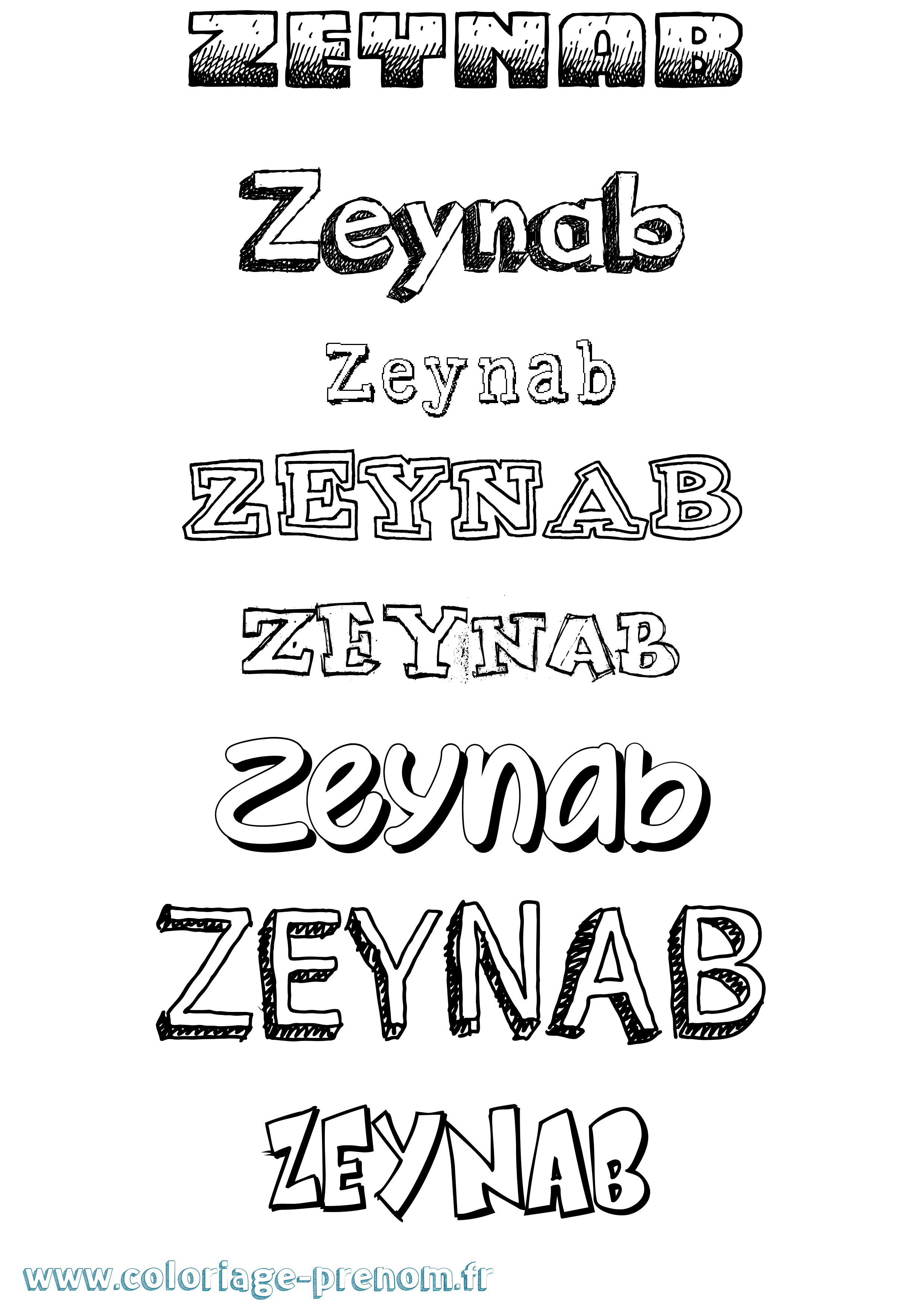 Coloriage Zeynab Coloriage prénom Zeynab