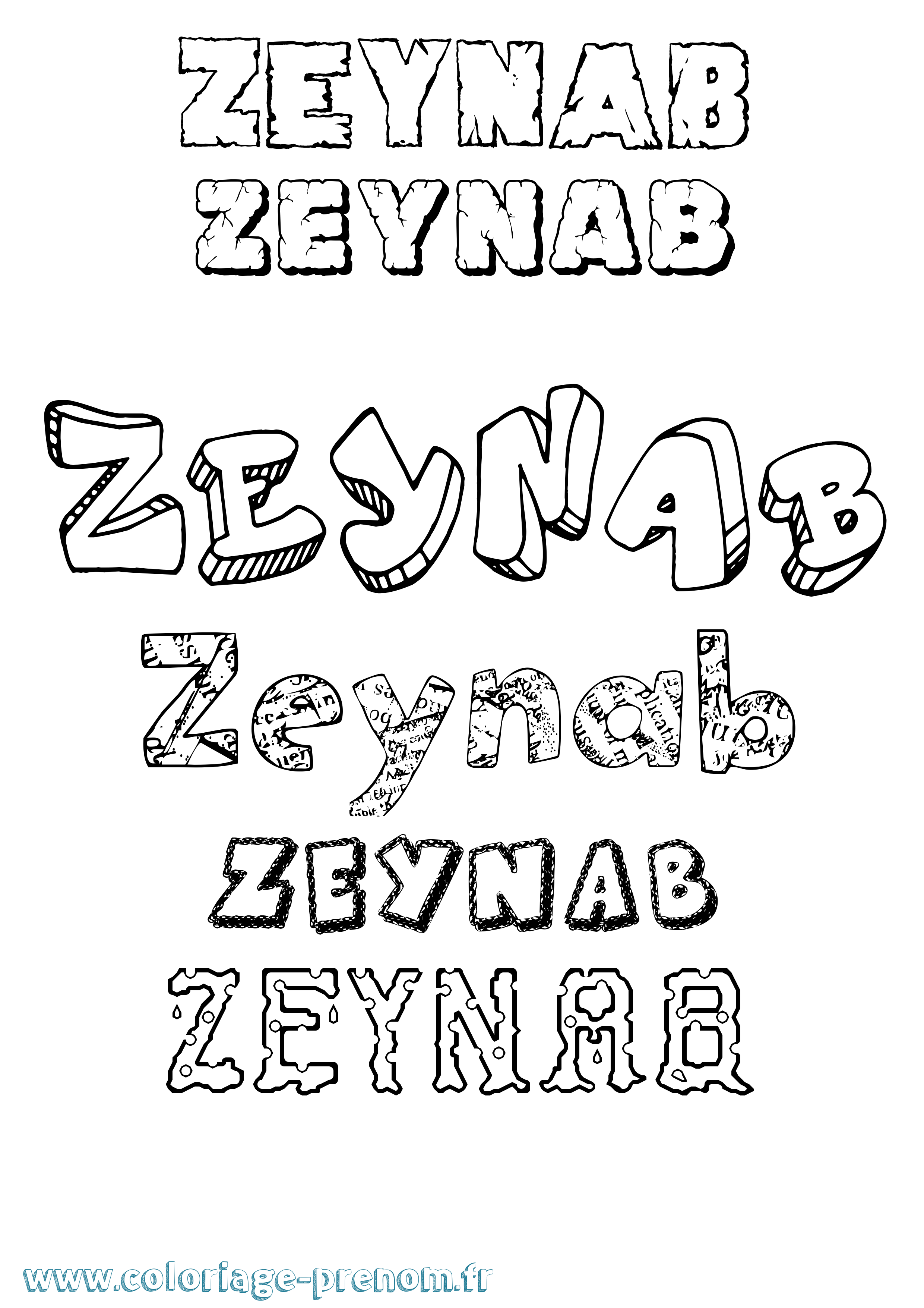 Coloriage Zeynab Coloriage prénom Zeynab