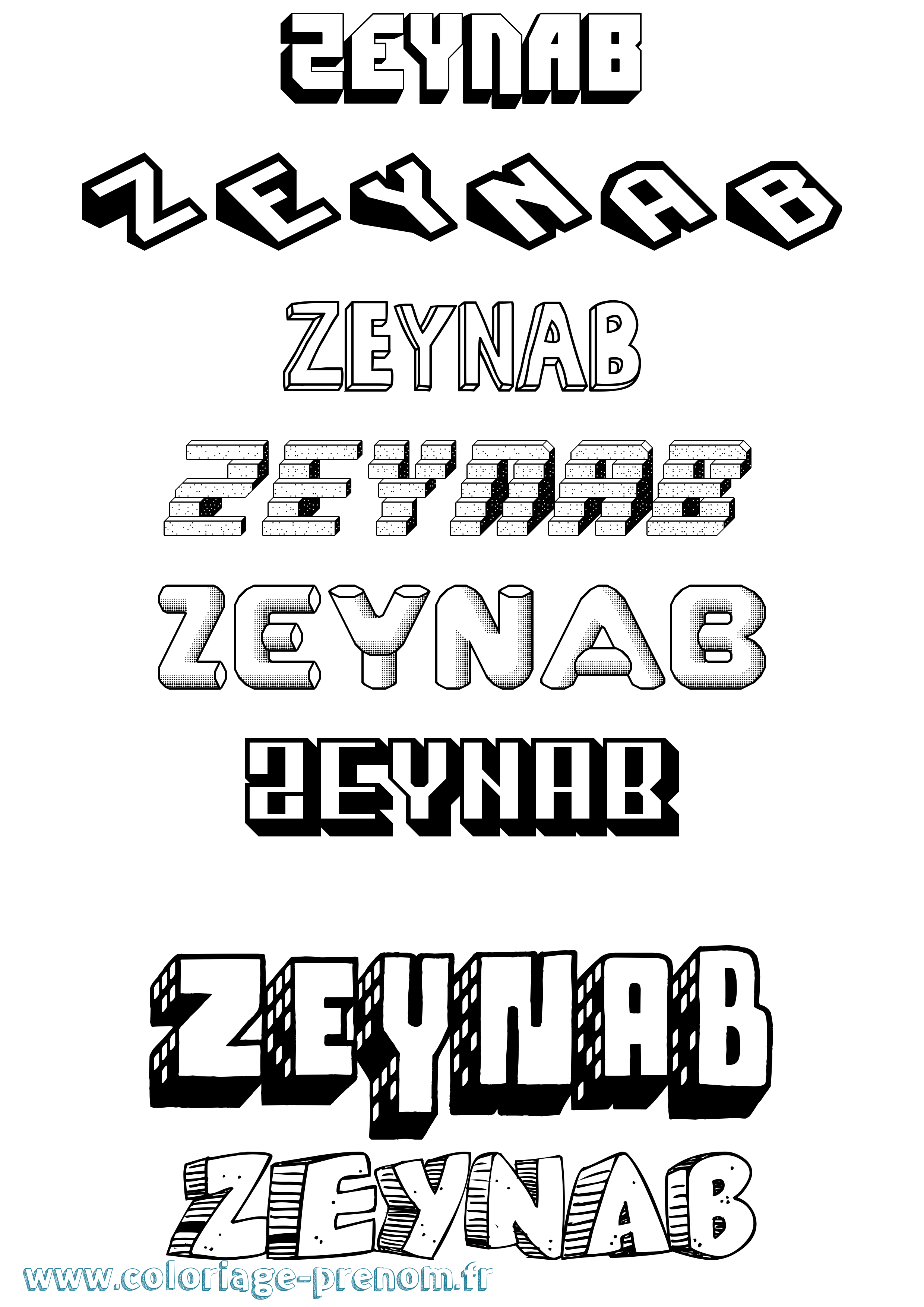 Coloriage Zeynab Coloriage prénom Zeynab