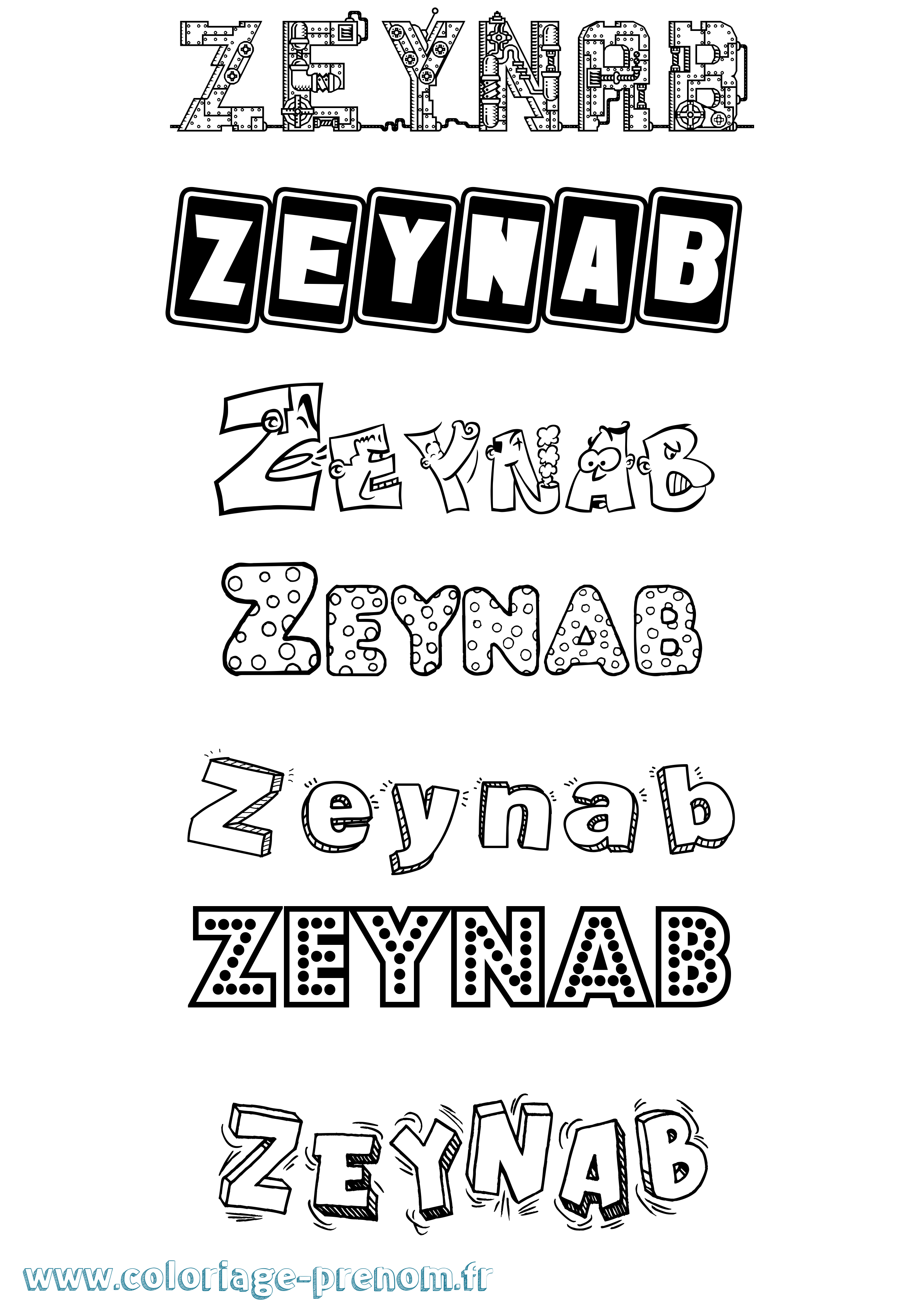 Coloriage Zeynab Coloriage prénom Zeynab