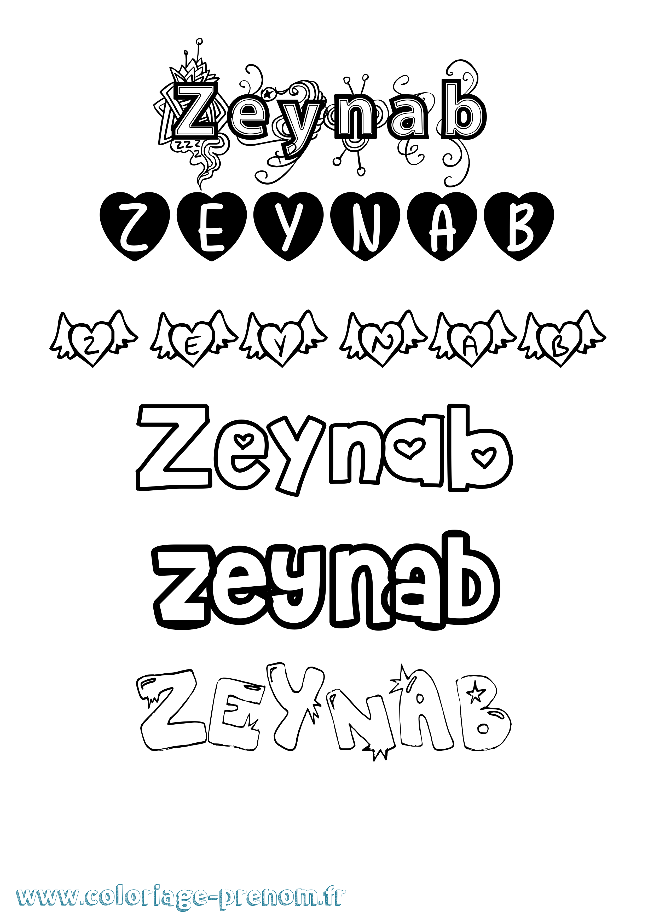 Coloriage Zeynab Coloriage prénom Zeynab