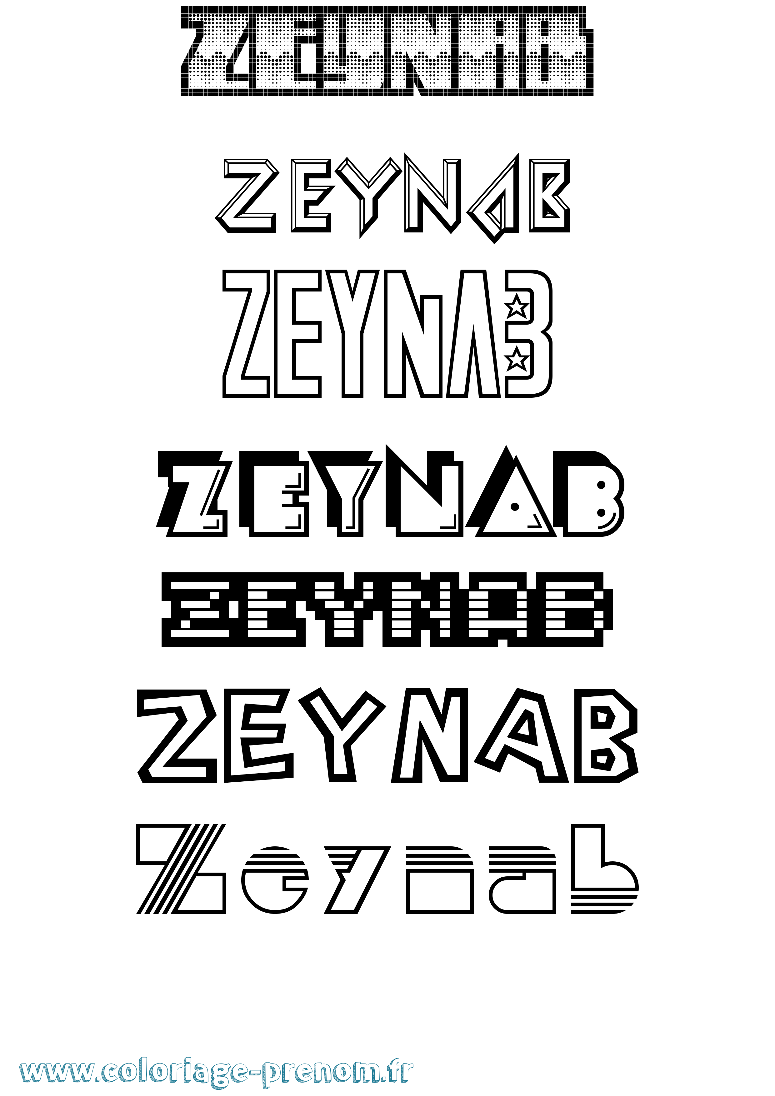 Coloriage prénom Zeynab
