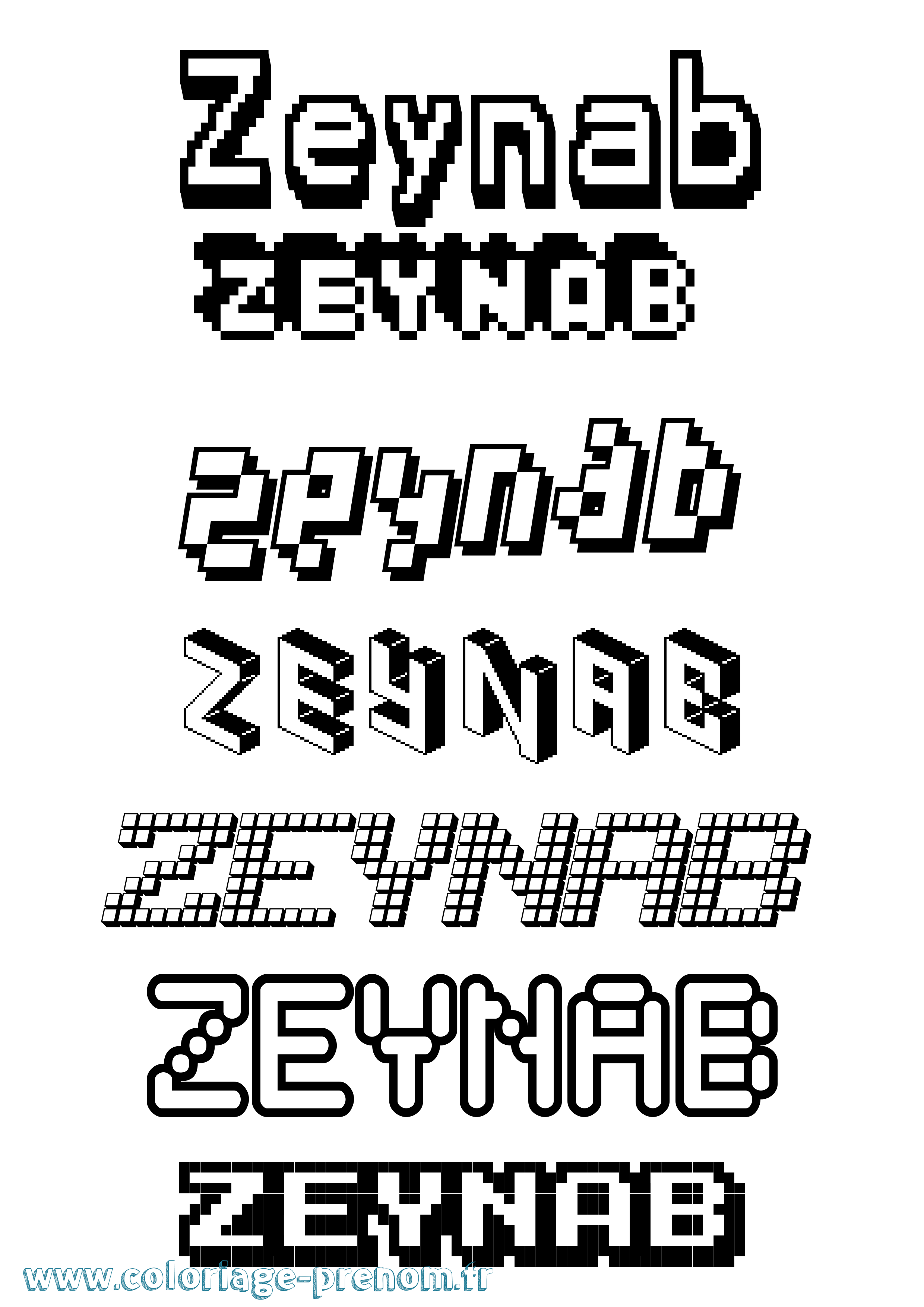 Coloriage Zeynab Coloriage prénom Zeynab